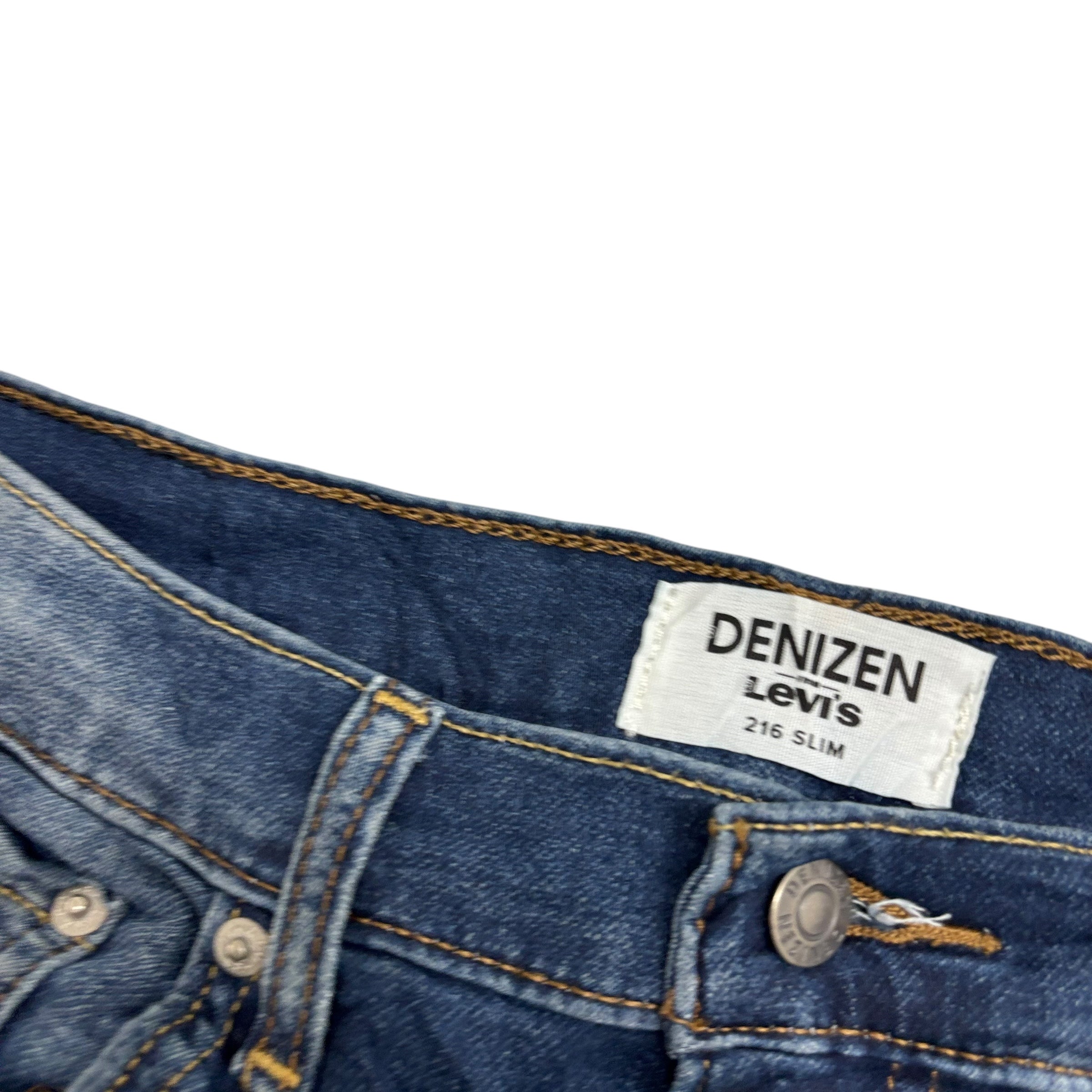 Levis Denizen Jeans W32 L34 Mens Dark Blue Slim Fit Stretch Denim (E)