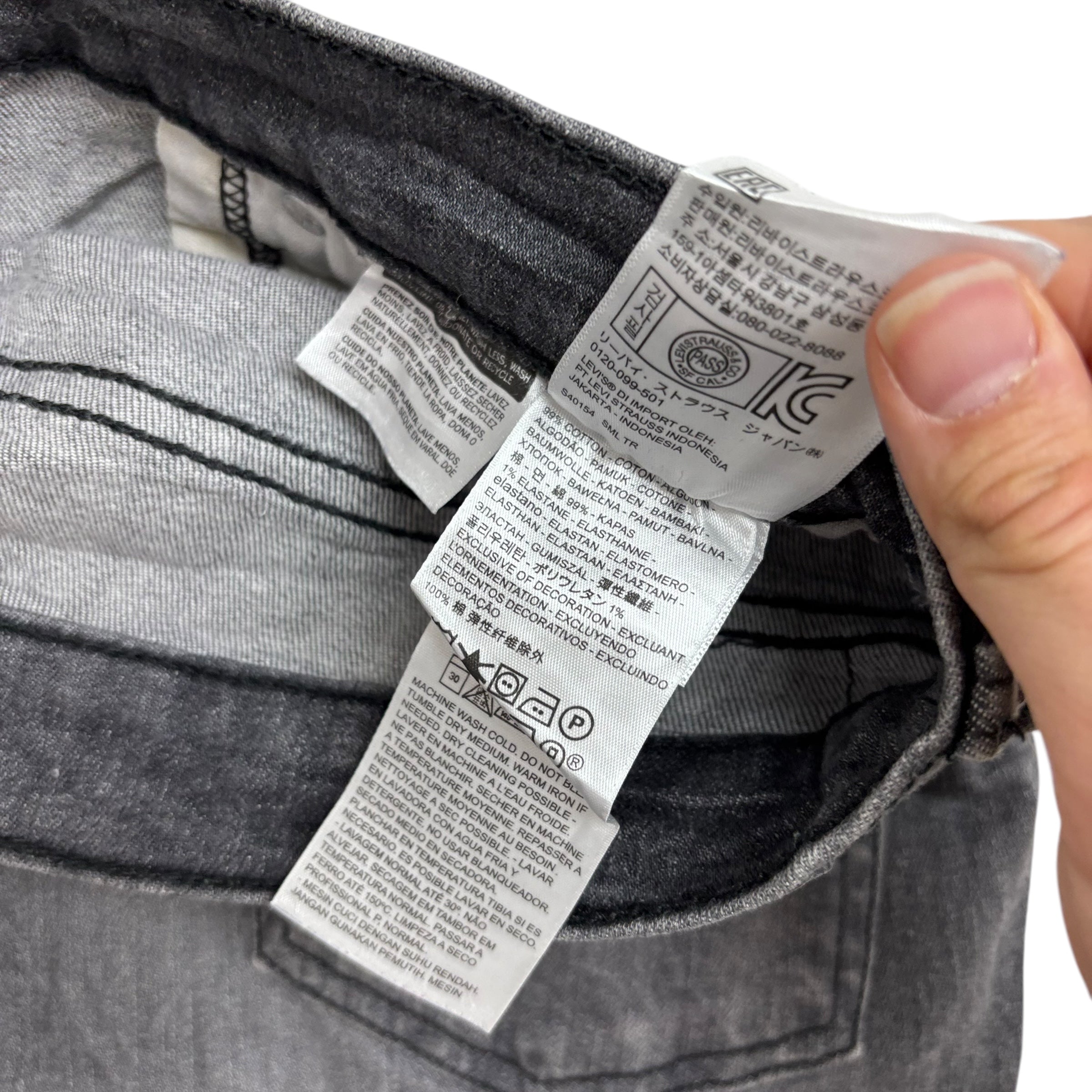 Levis 514 Jeans W34 L30 Mens Grey Regular Straight Fit Stretch Denim (E)