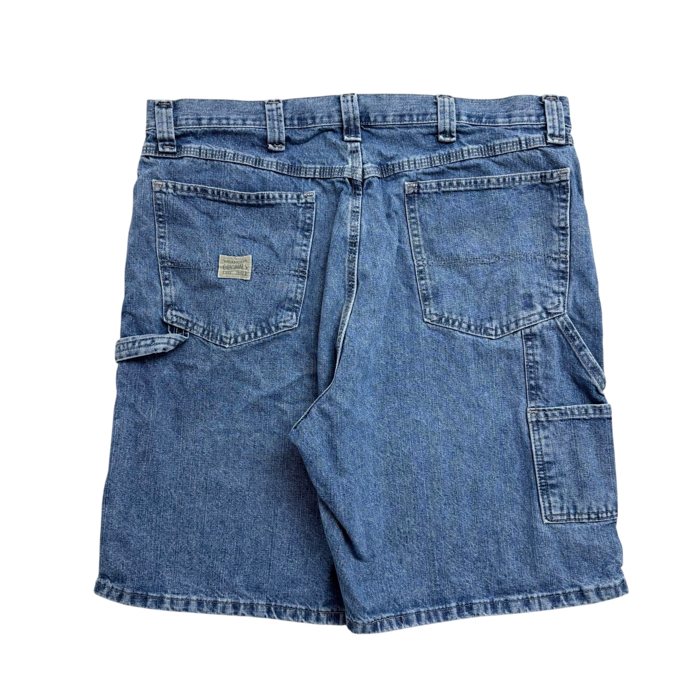 Wrangler Baggy Jorts W38 Mens Mid Blue Denim Shorts Relaxed Fit Carpenter (E)