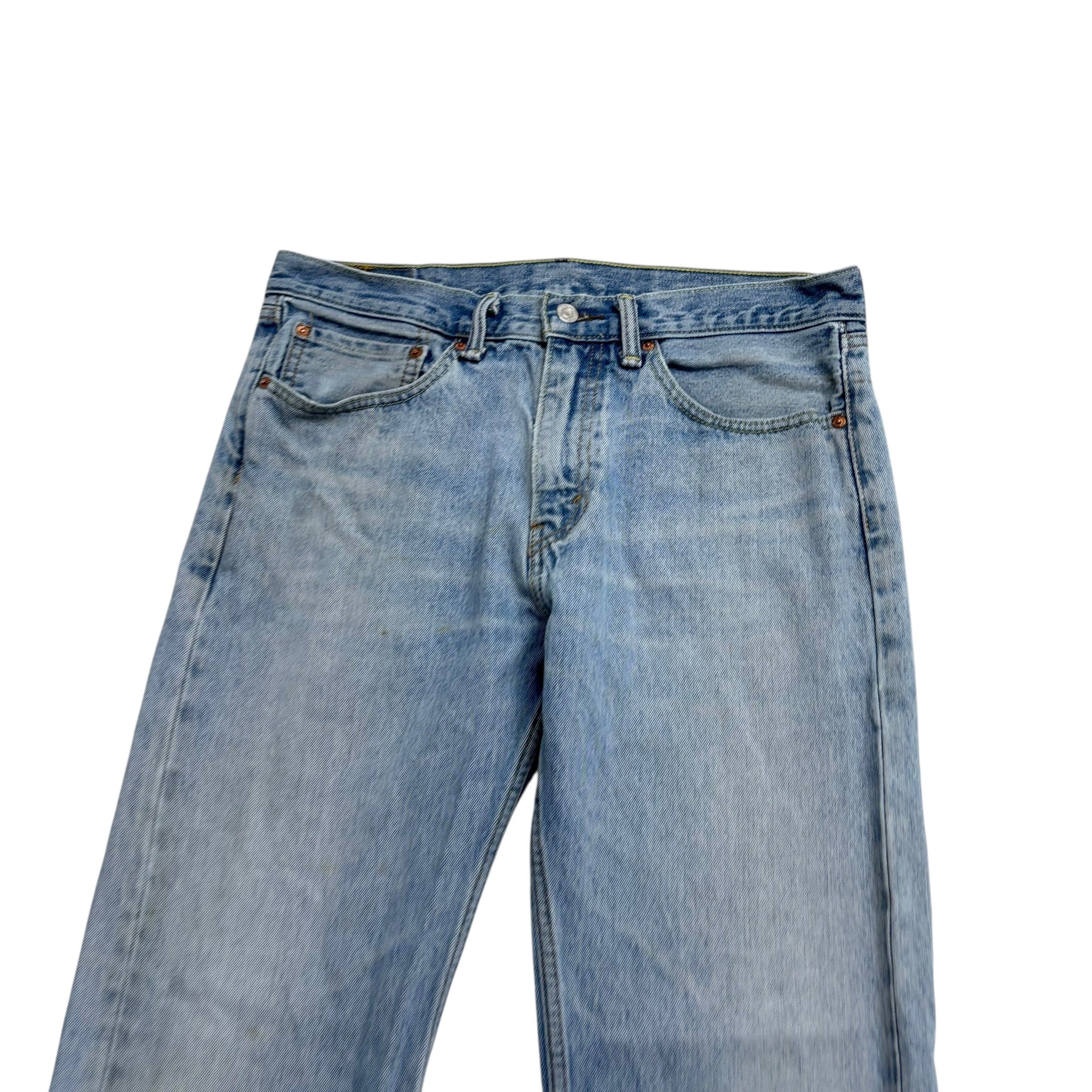 Levis 505 Jeans W34 L30 Mens Light Blue Regular Straight Fit Denim (F)