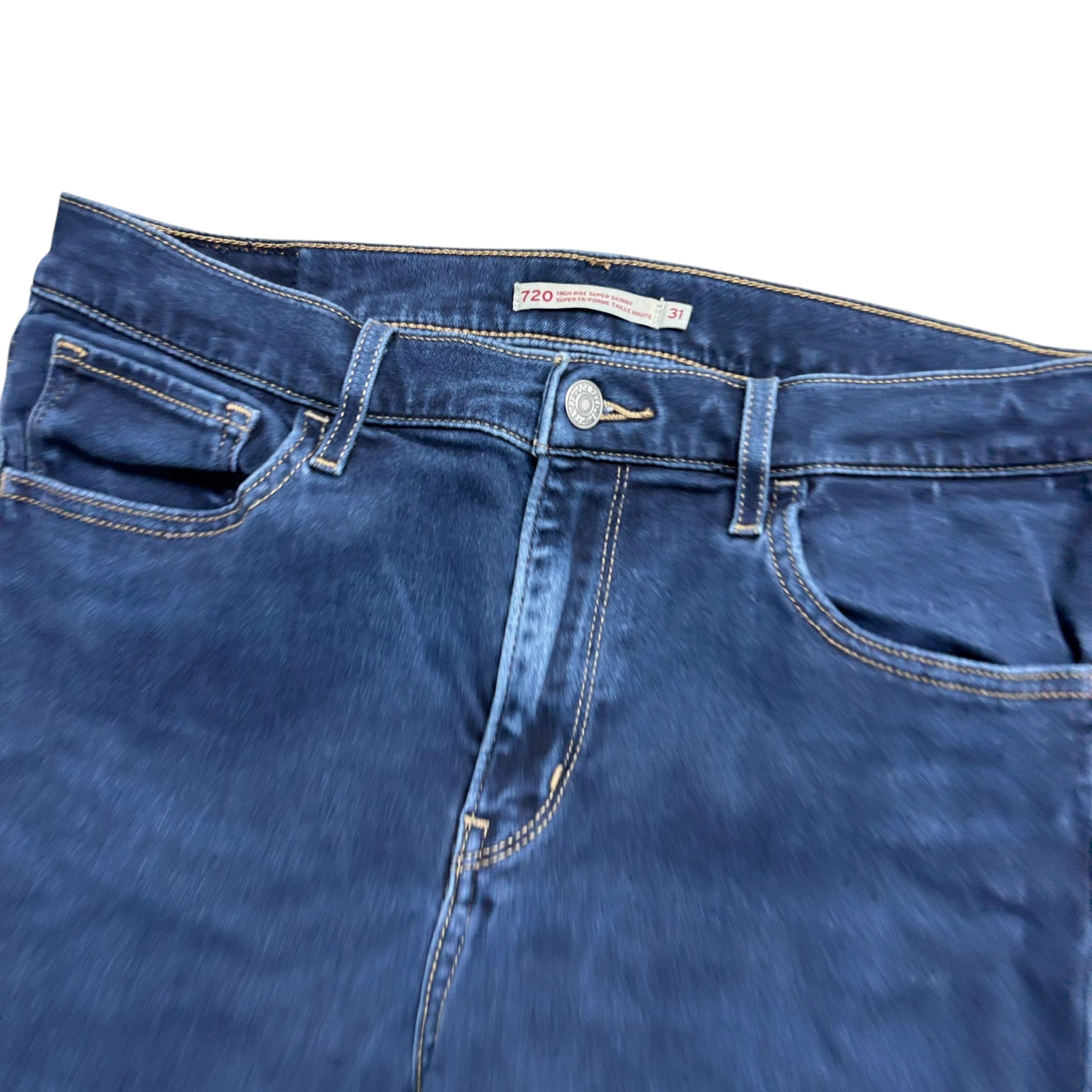 Levis 720 Jeans W31 L30 Womens Dark Blue High Rise Skinny Fit Stretch Denim