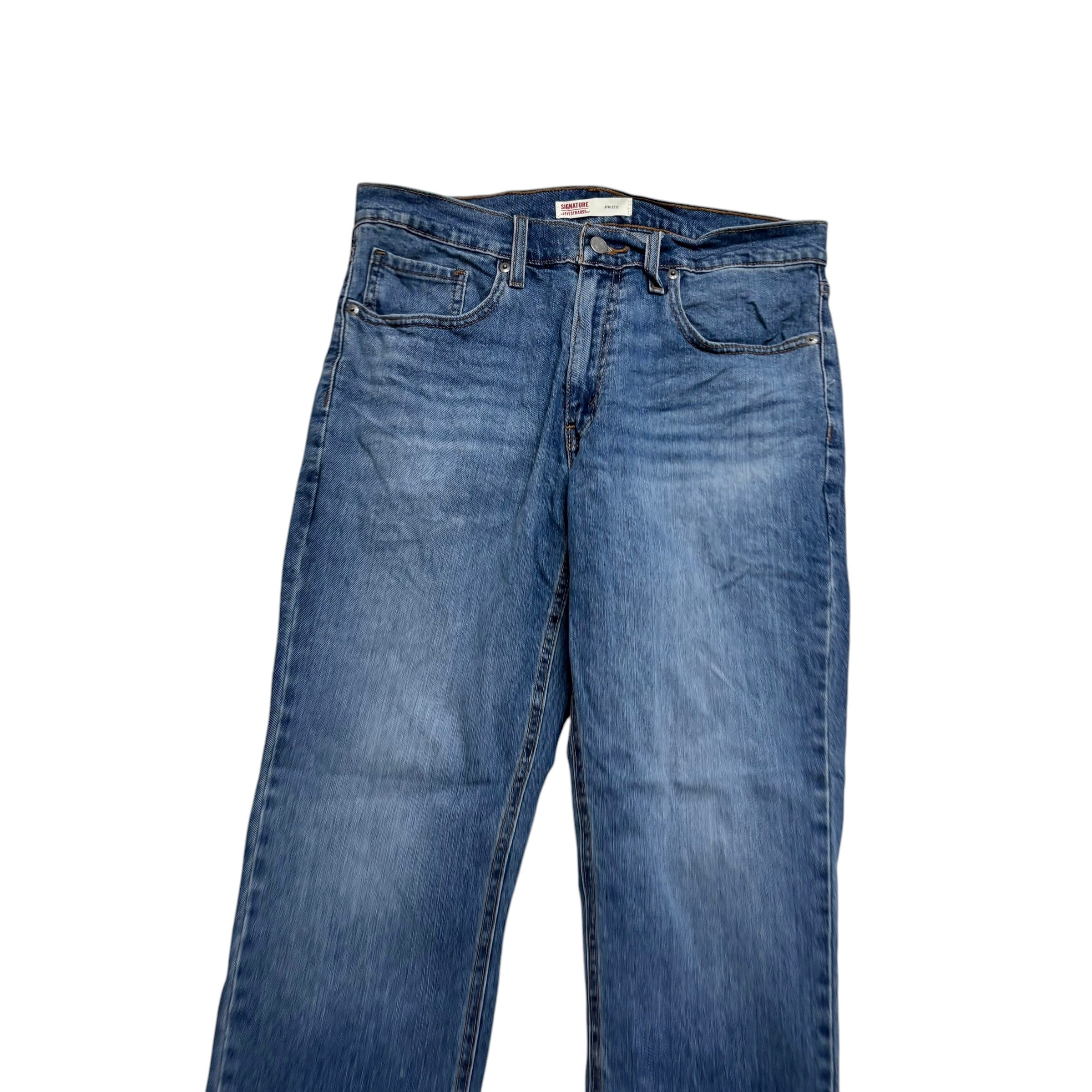 Levis Signature Jeans W32 L30 Mens Mid Blue Athletic Tapered Fit Stretch (E)