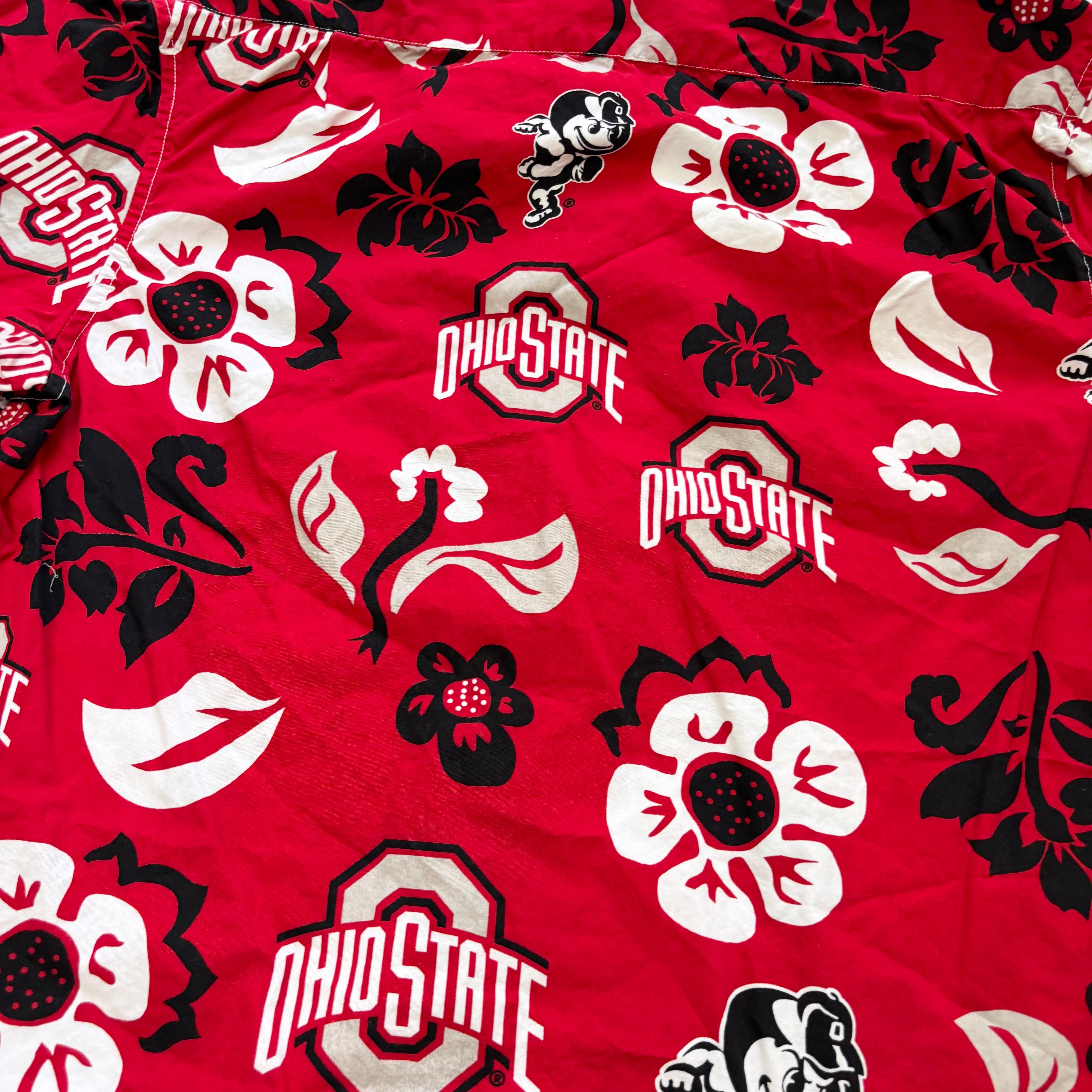 Mens Shirt XL Red Short Sleeve Cotton Ohio State College (E)