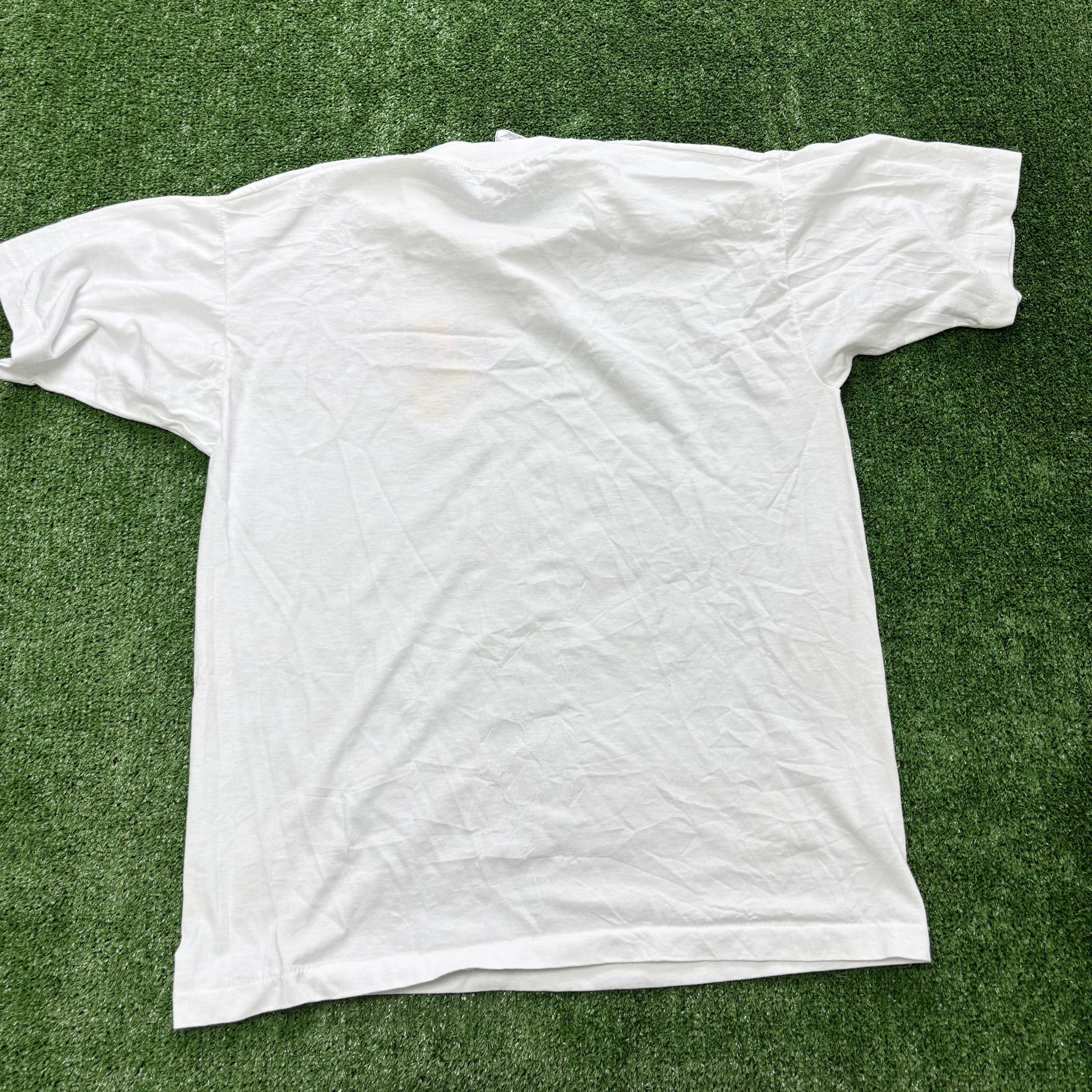 Vintage T Shirt Mens Large White Single Stitch Graphic Print 90s USA Music