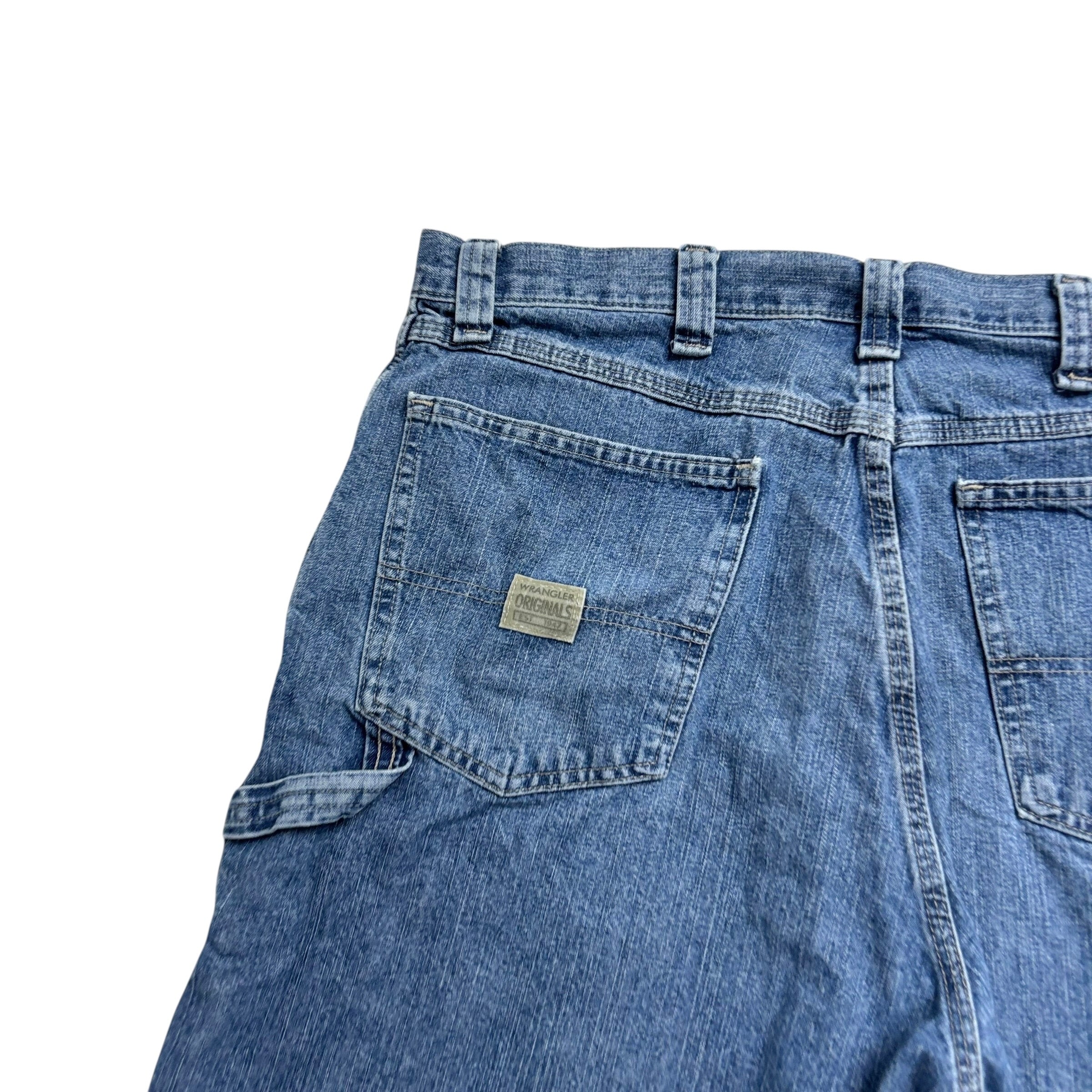 Wrangler Baggy Jorts W36 Mens Mid Blue Denim Shorts Relaxed Carpenter (E)