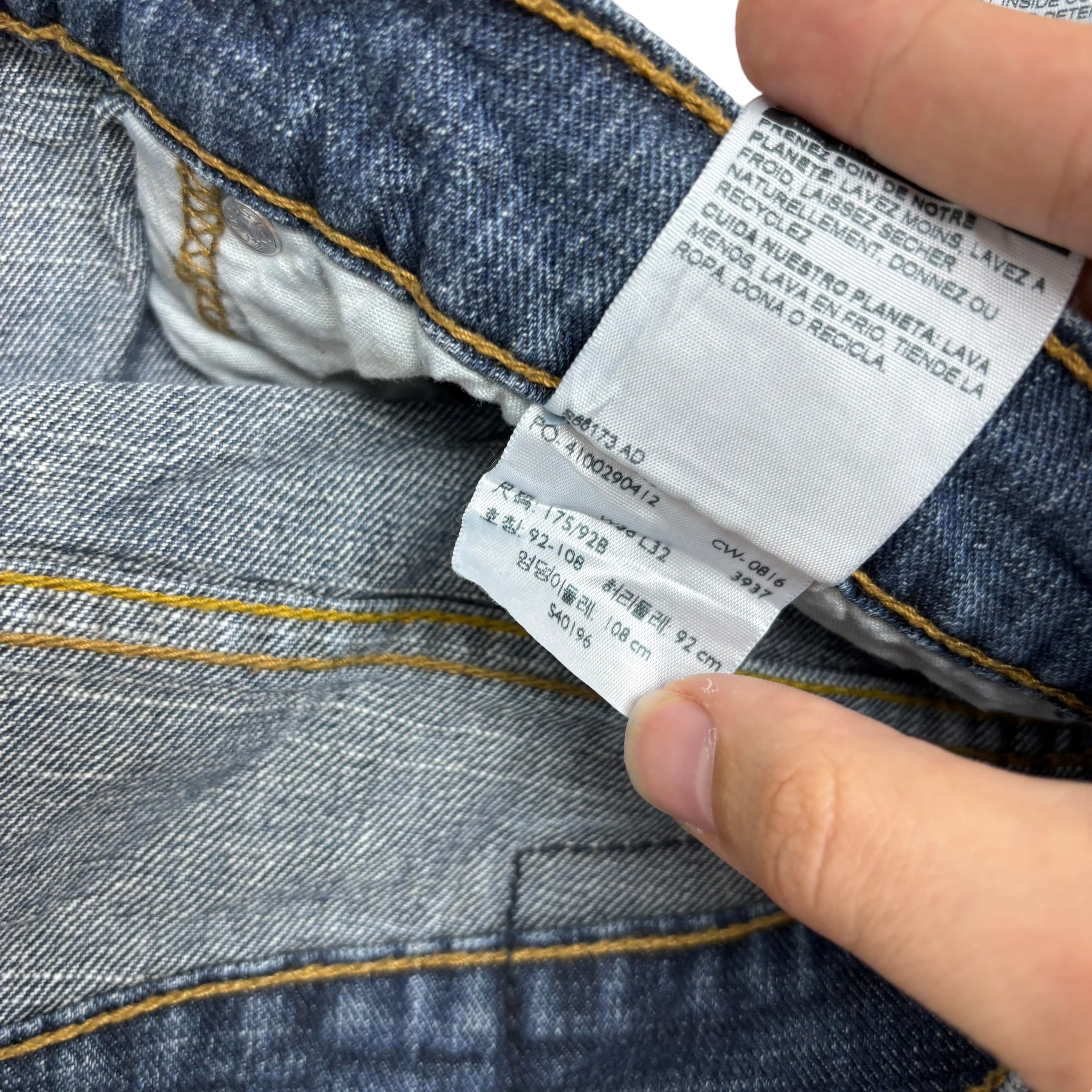 Levis Denizen Jeans W36 L32 Mens Mid Blue Relaxed Straight Fit Stretch (E)