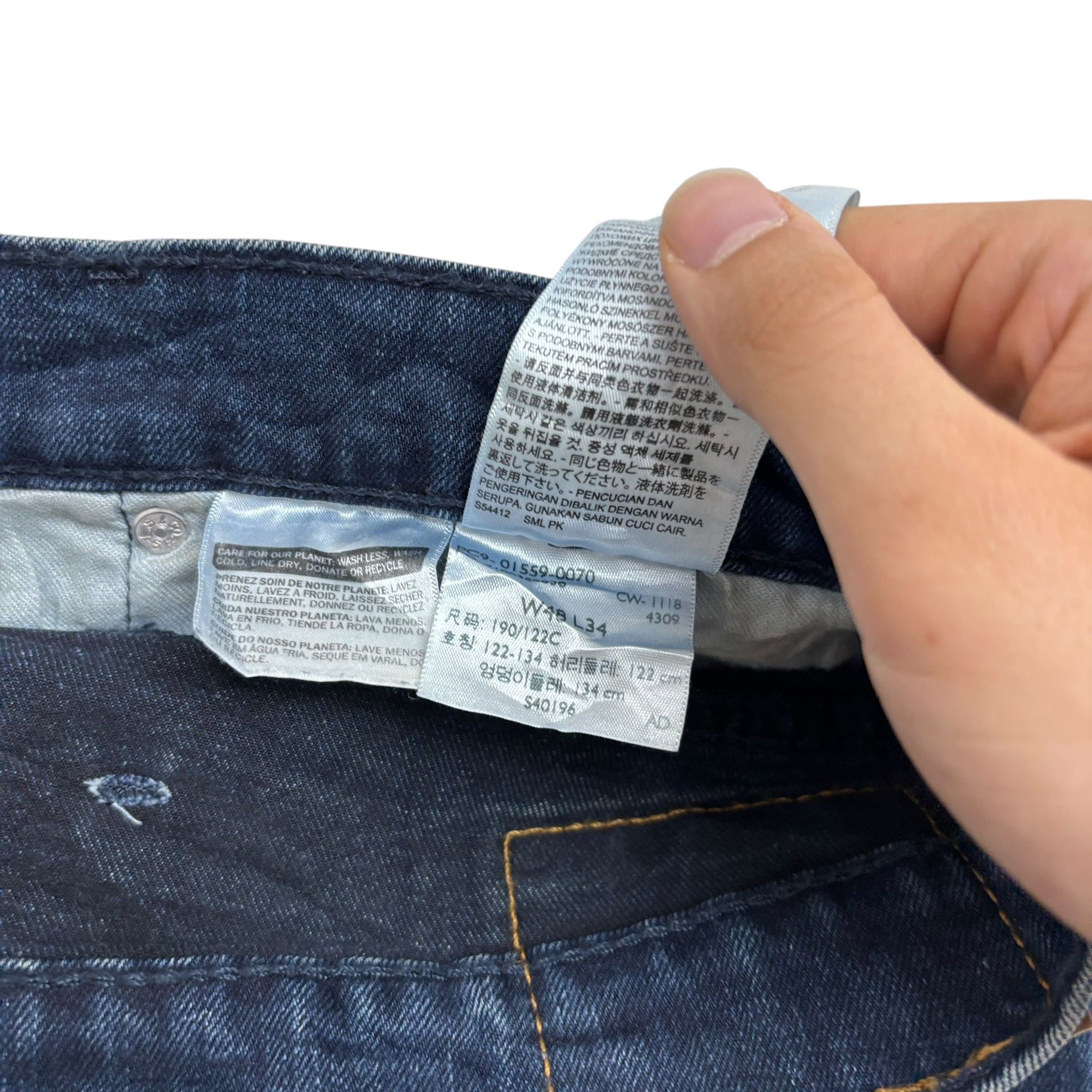 Levis 559 Jeans W48 L34 Mens Navy Blue Relaxed Straight Fit Stretch Denim (E)