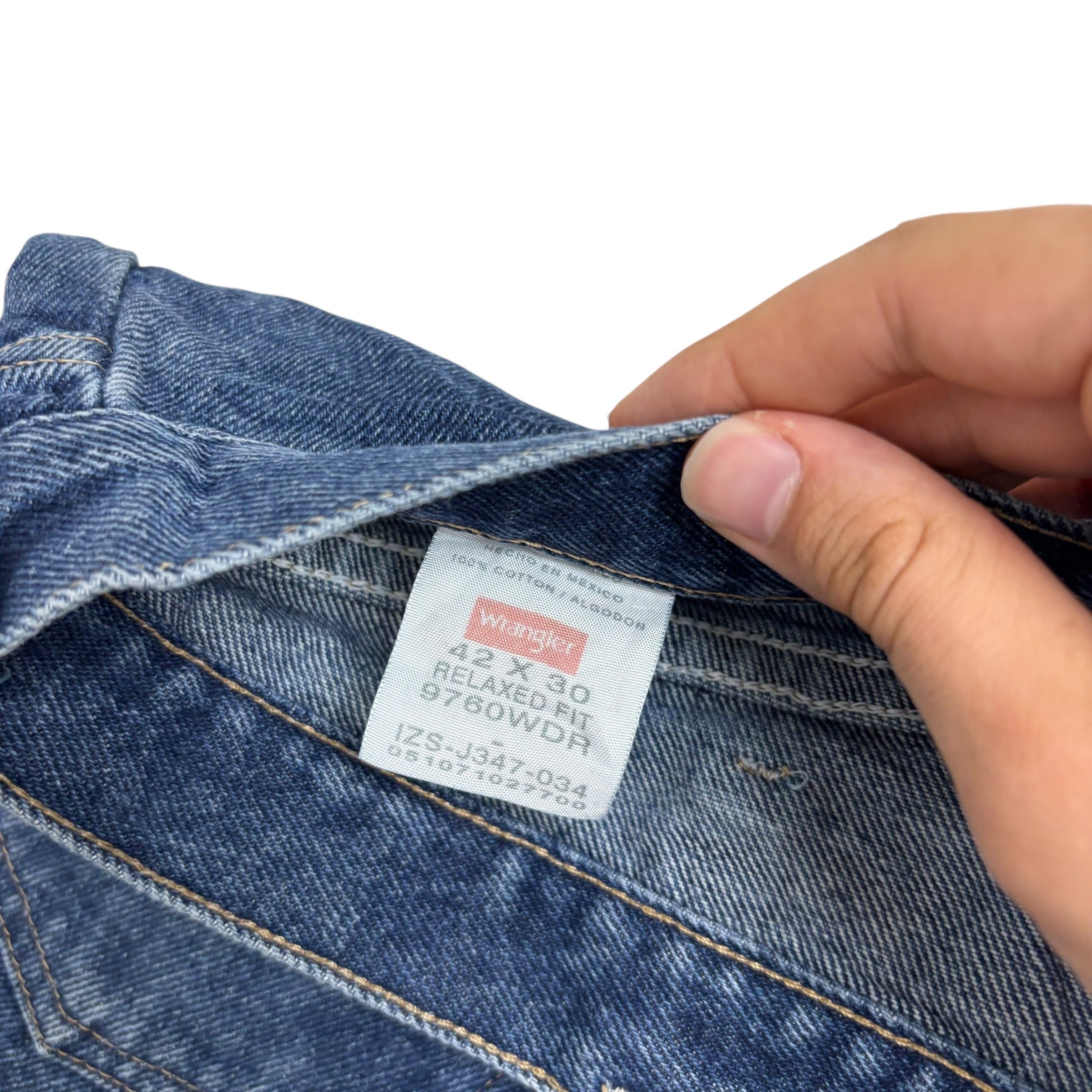 Wrangler Jeans W42 L30 Mens Mid Blue Relaxed Straight Fit Denim (E)