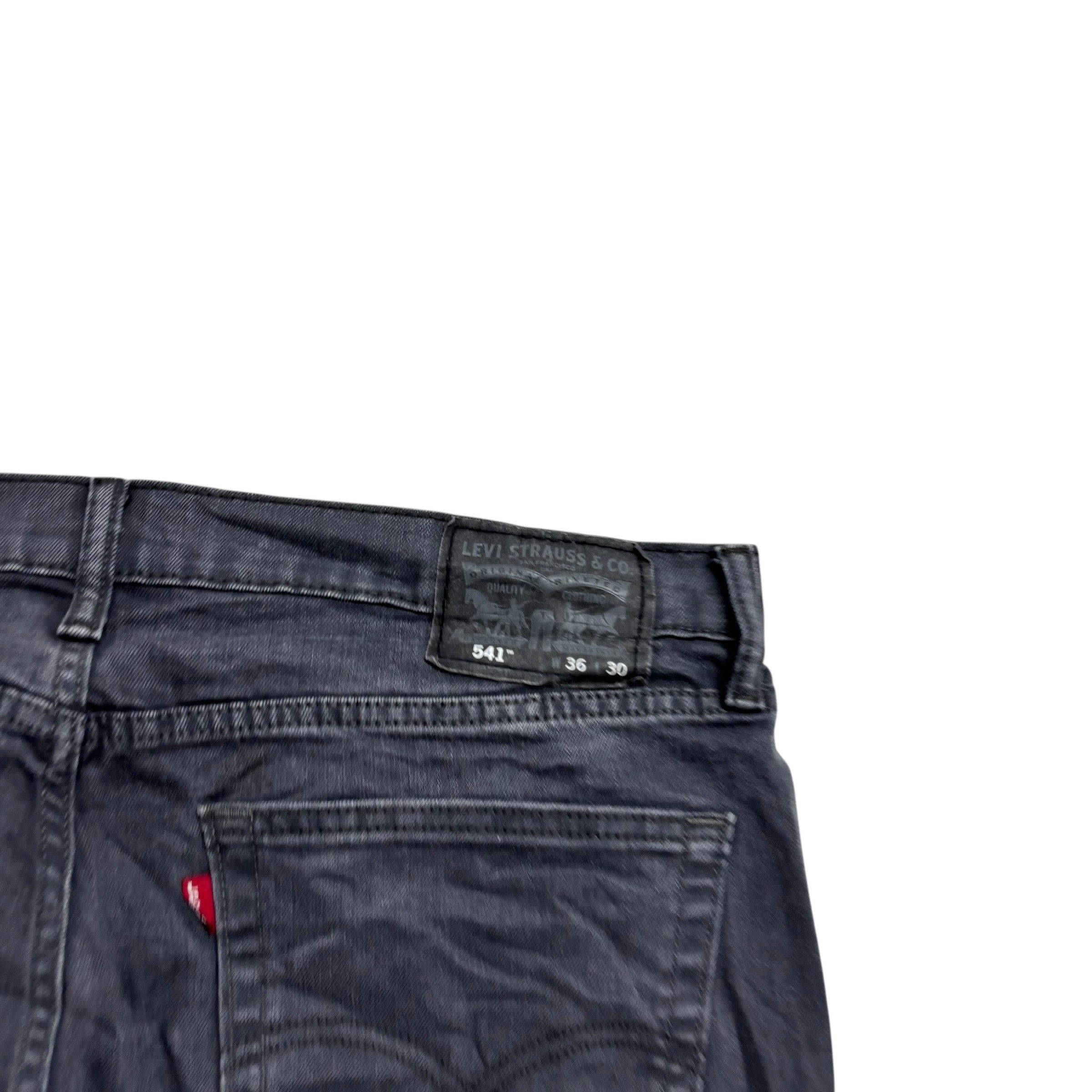 Levis 541 Jeans W37 L30 Mens Grey Athletic Tapered Fit Stretch Denim (E)