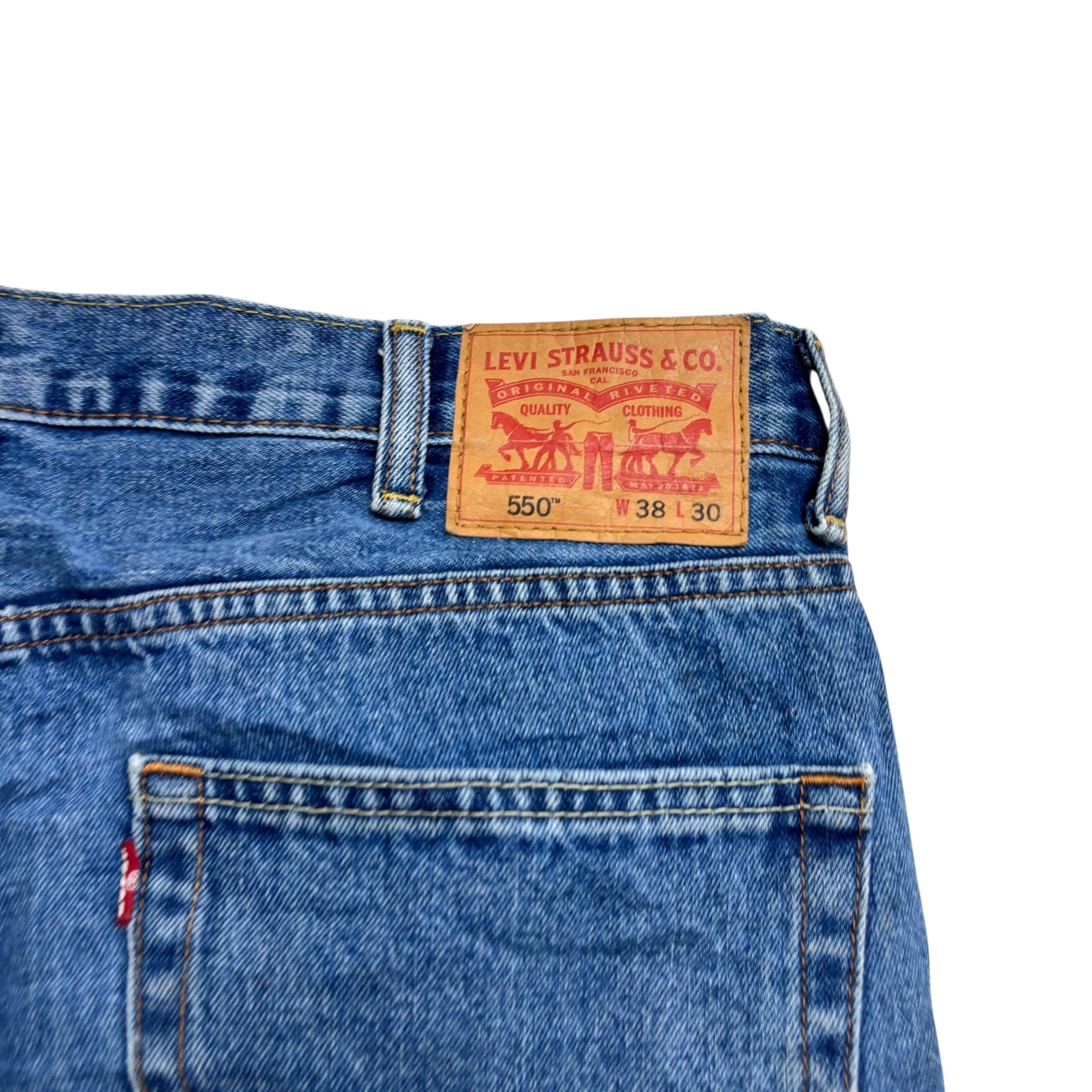 Levis 550 Jeans W38 L30 Mens Mid Blue Baggy Relaxed Straight Fit Denim