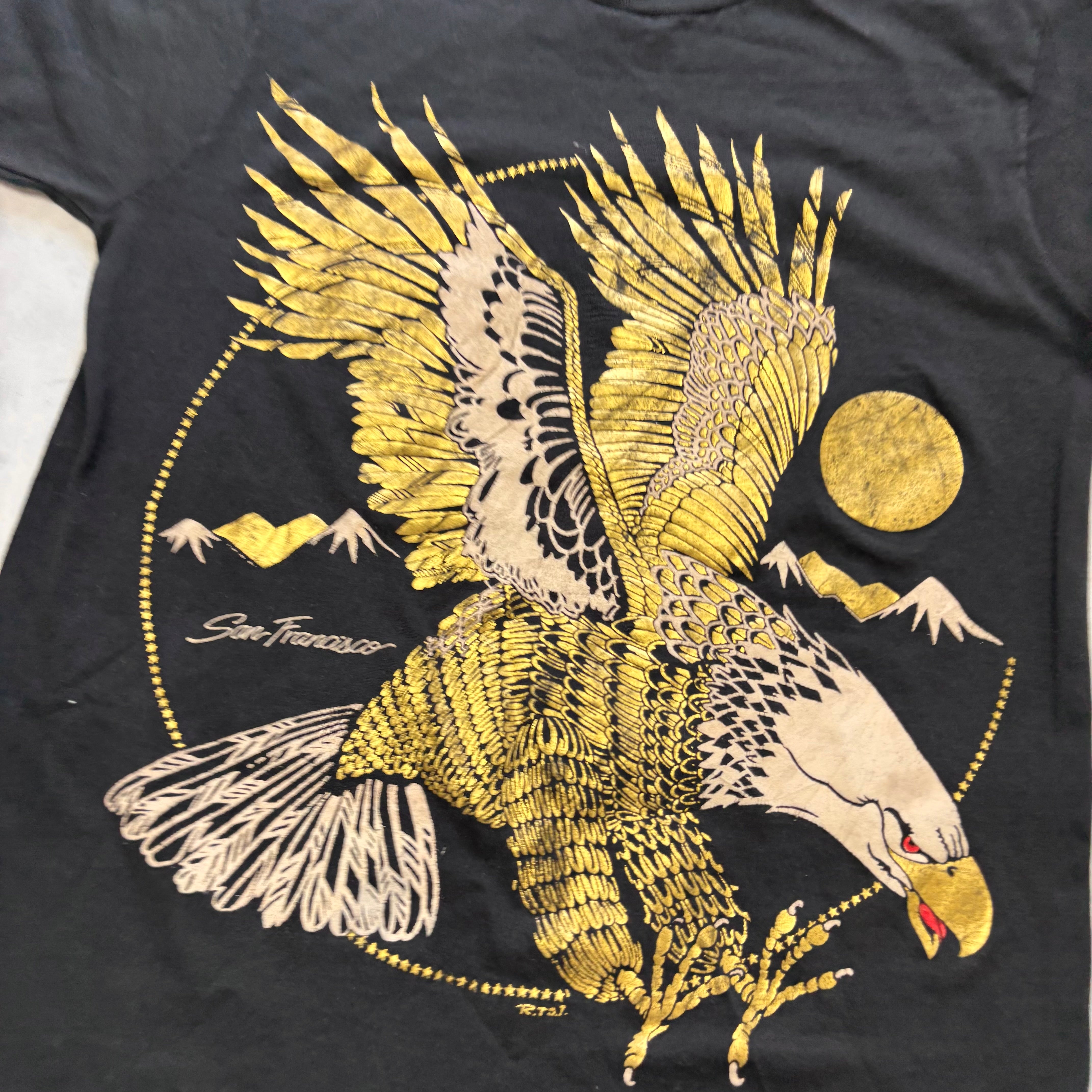 Vintage T Shirt Mens XS Black Single Stitch Graphic Print 90s USA Tourist (E)