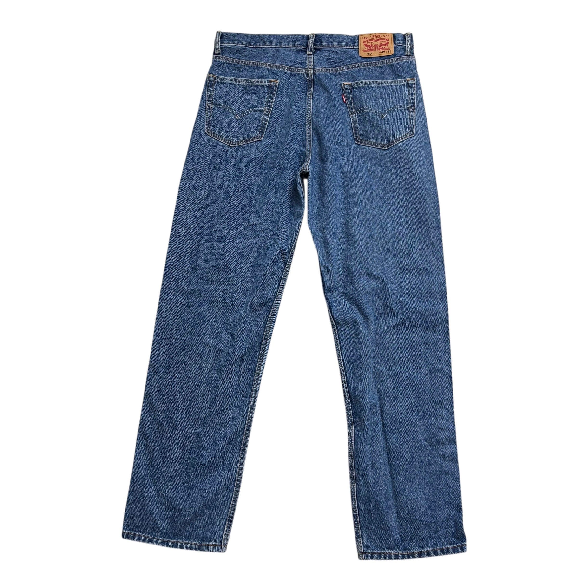 Levis 550 Jeans W36 L34 Mens Mid Blue Baggy Relaxed Straight Fit Denim (E)