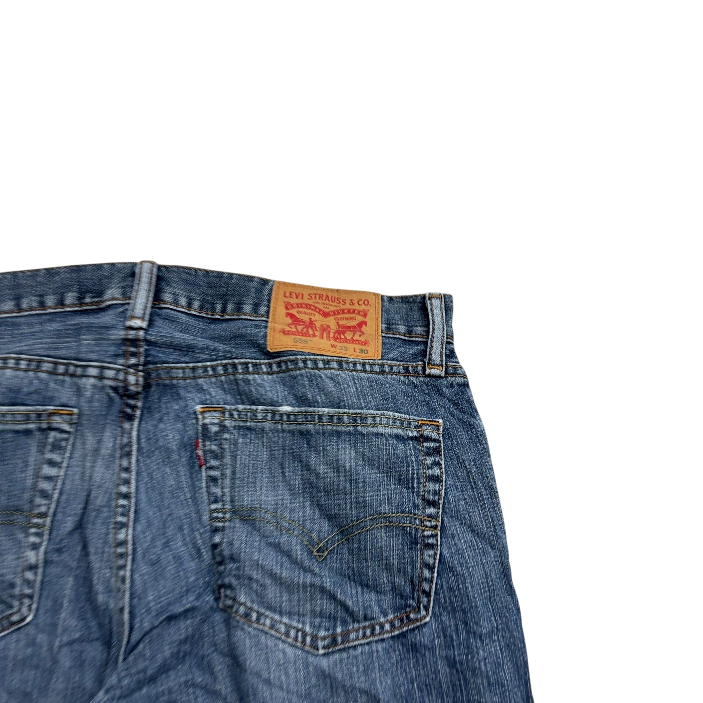 Levis 559 Jeans W33 L30 Mens Mid Blue Baggy Relaxed Straight Fit Denim