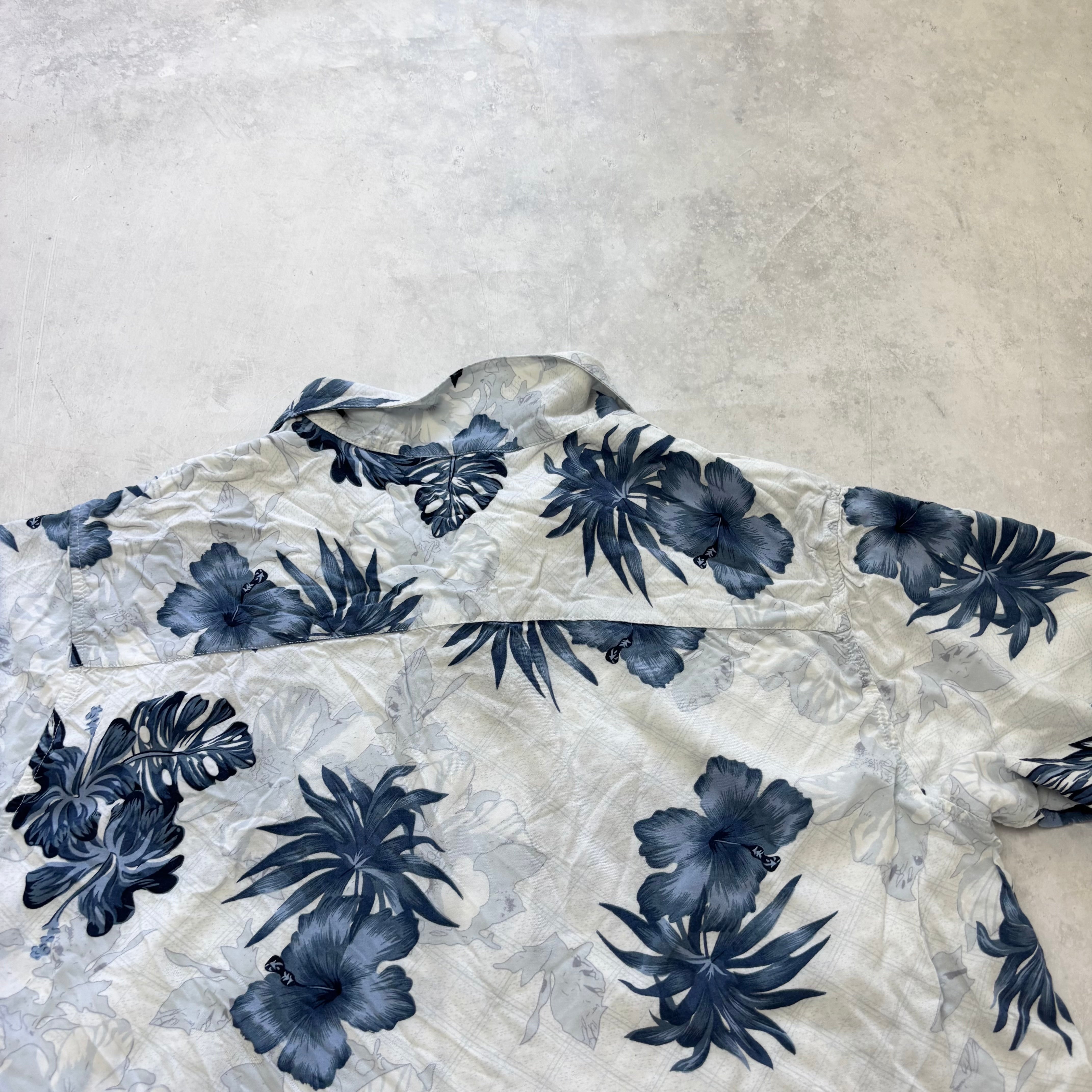 Vintage Hawaiian Shirt Mens XL White Aloha Floral Short Sleeve Rayon (E)