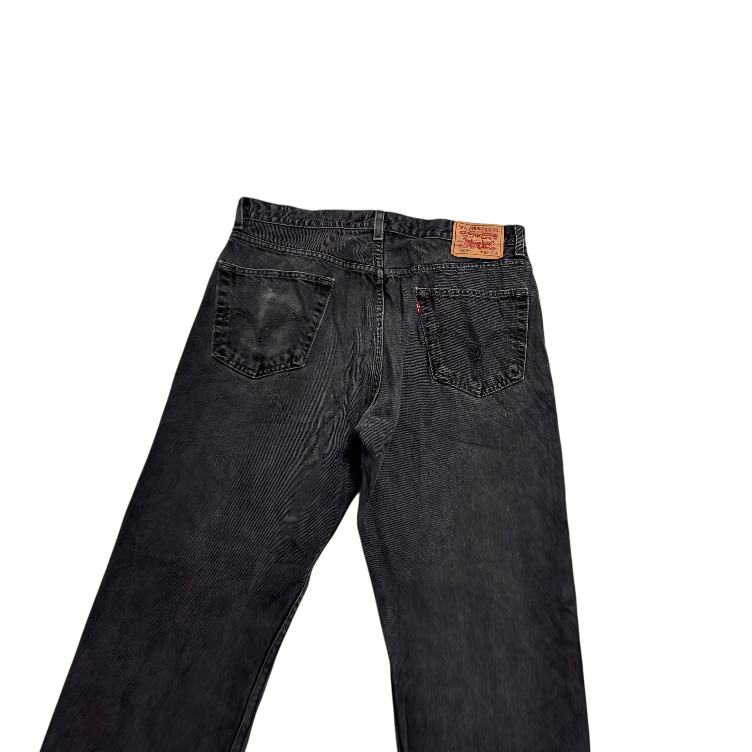 Levis 505 Jeans W36 L30 Mens Black Regular Straight Fit Vintage Denim