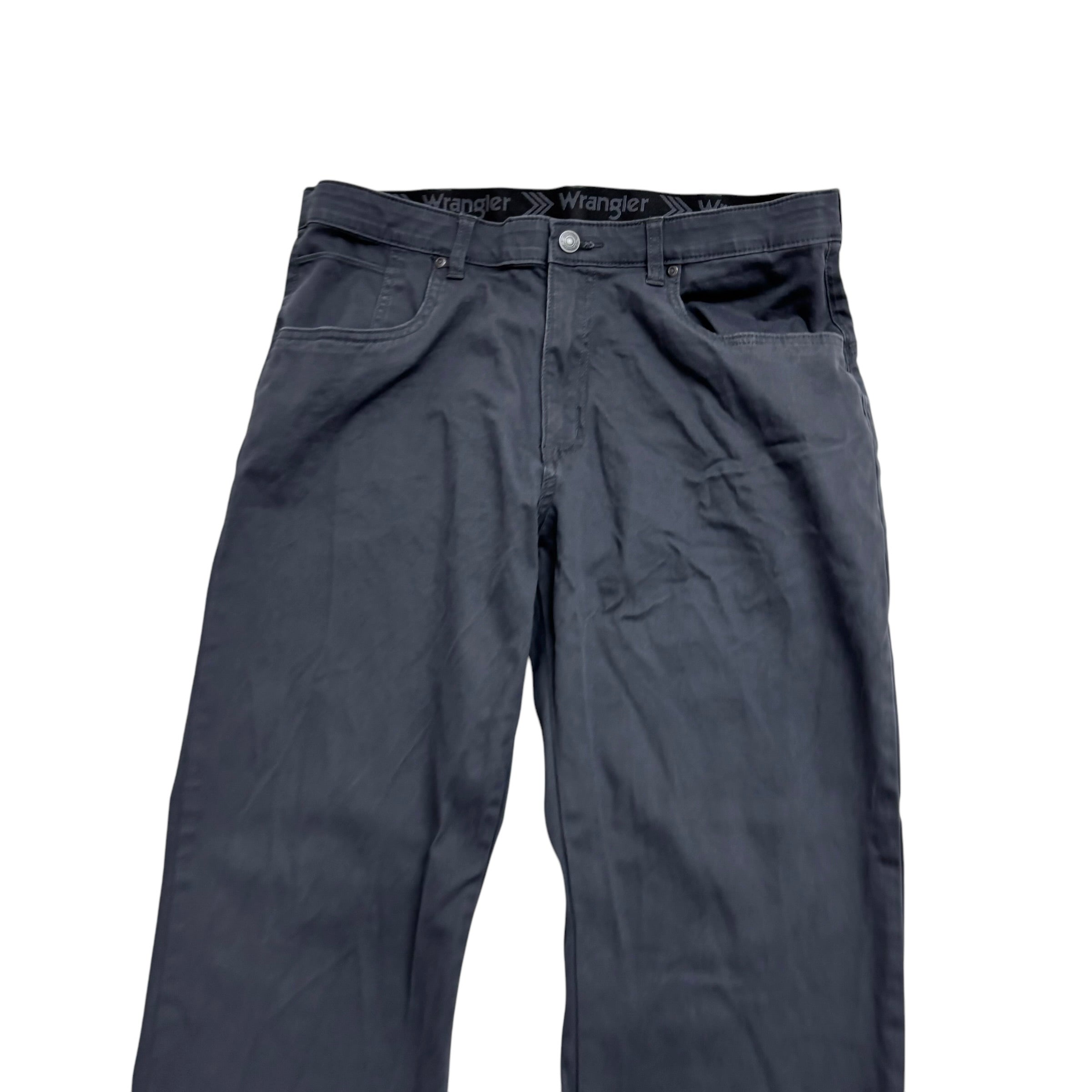 Wrangler Trousers W34 L30 Mens Grey Regular Straight Fit Stretch Cotton Pants