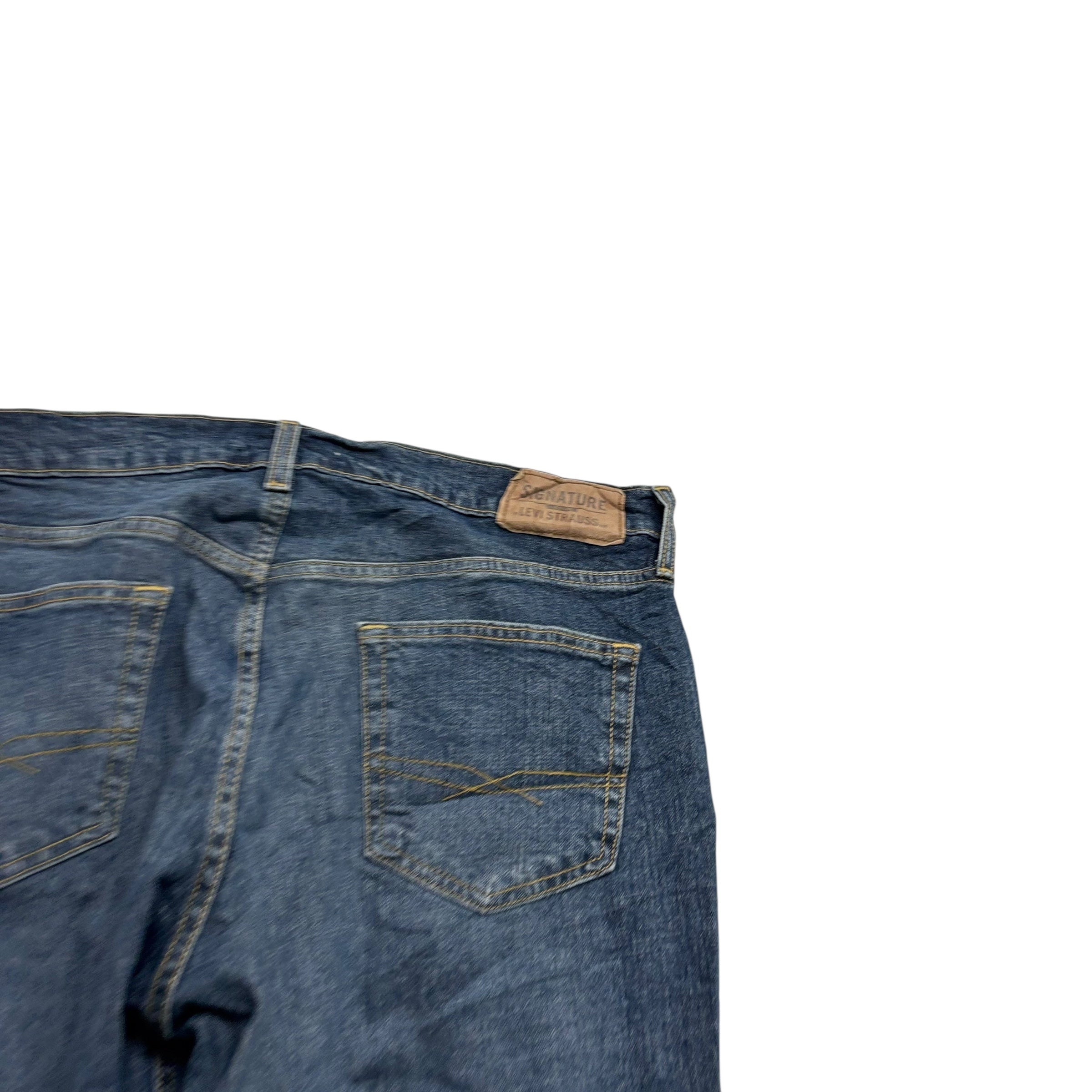 Levis Signature Jeans W36 L29 Mens Dark Blue Relaxed Straight Fit Stretch (E)