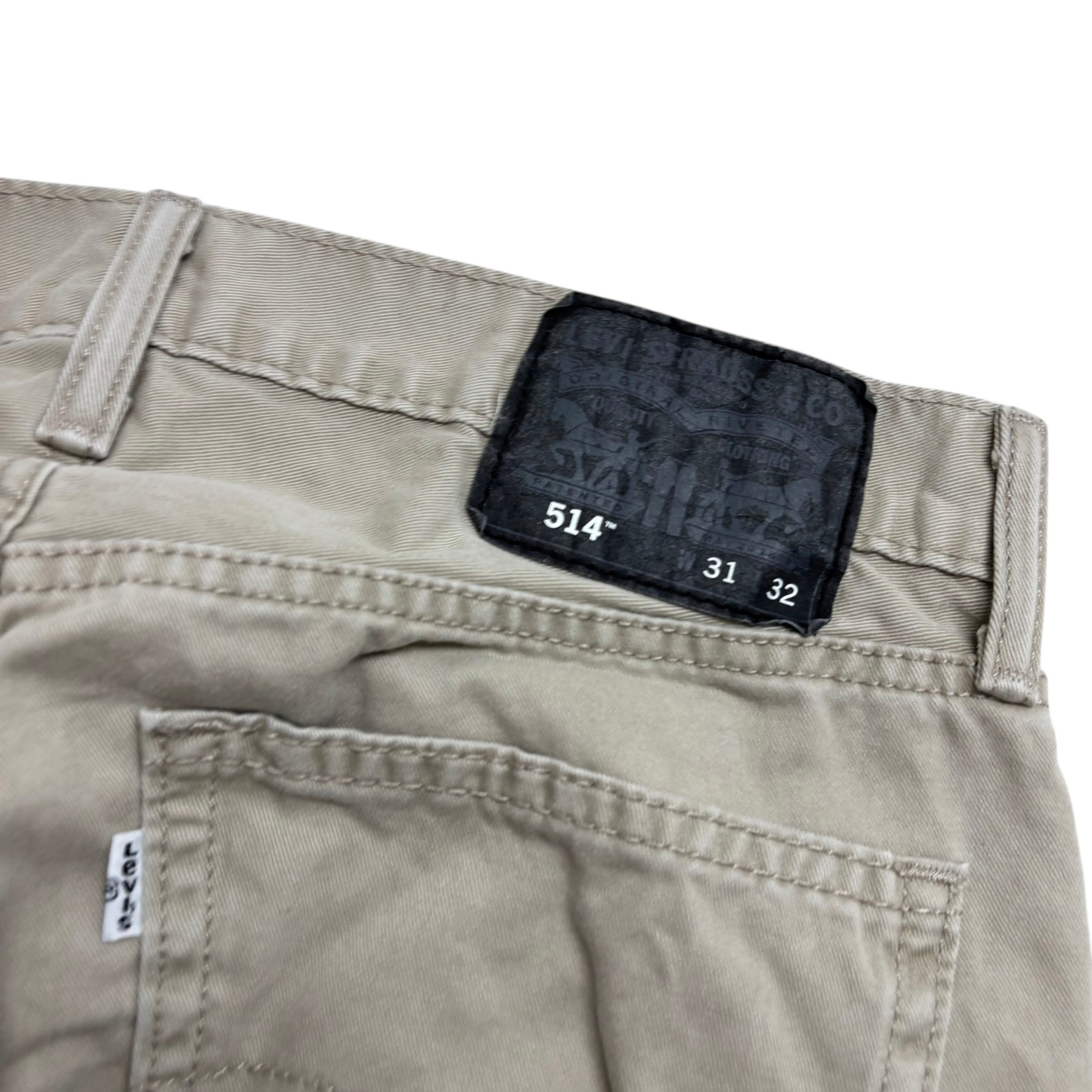 Levis 514 Trousers W31 L32 Mens Cream Regular Straight Fit Cotton Pants (E)