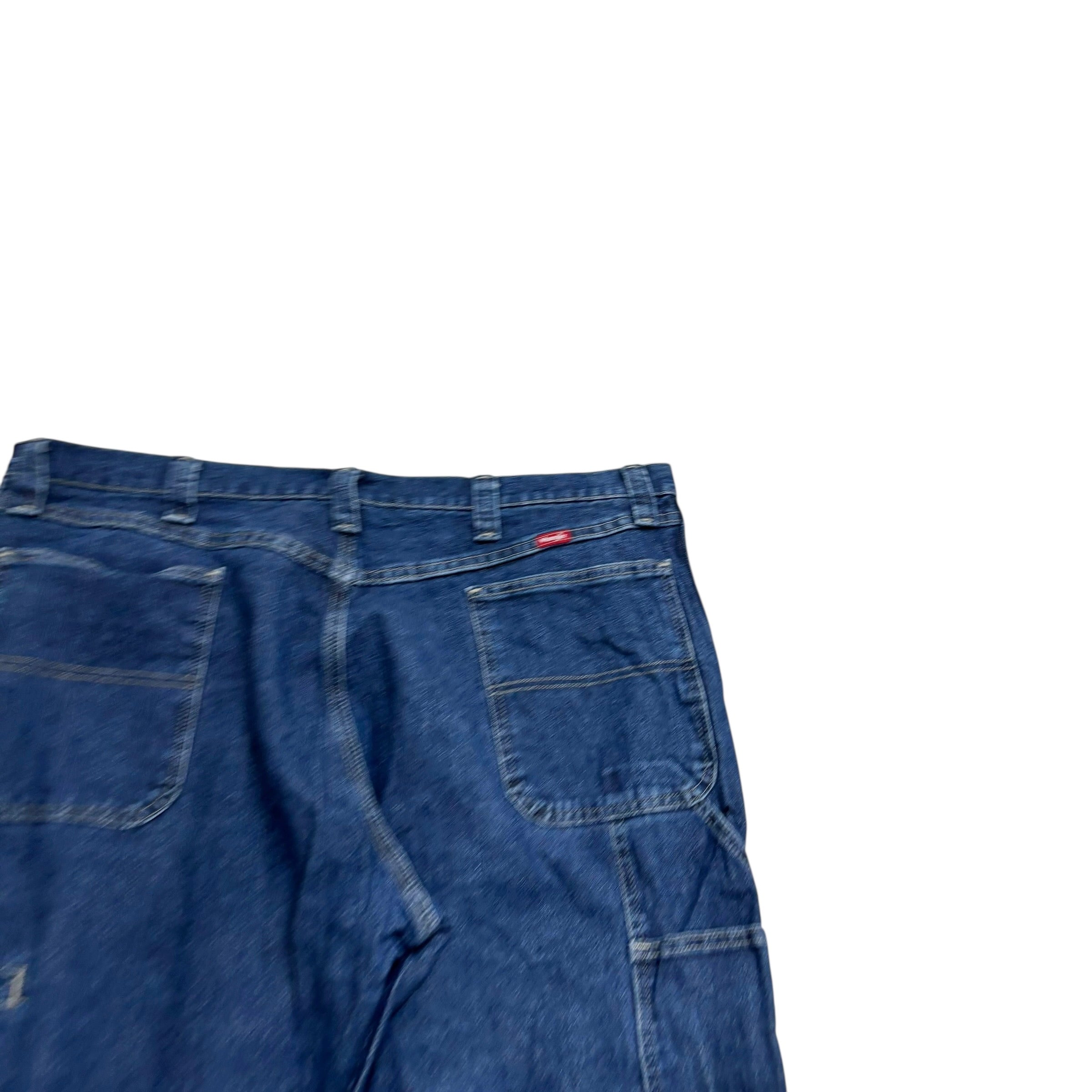 Wrangler Carpenter Jeans W40 L30 Mens Dark Blue Relaxed Straight Fit Stretch (E)