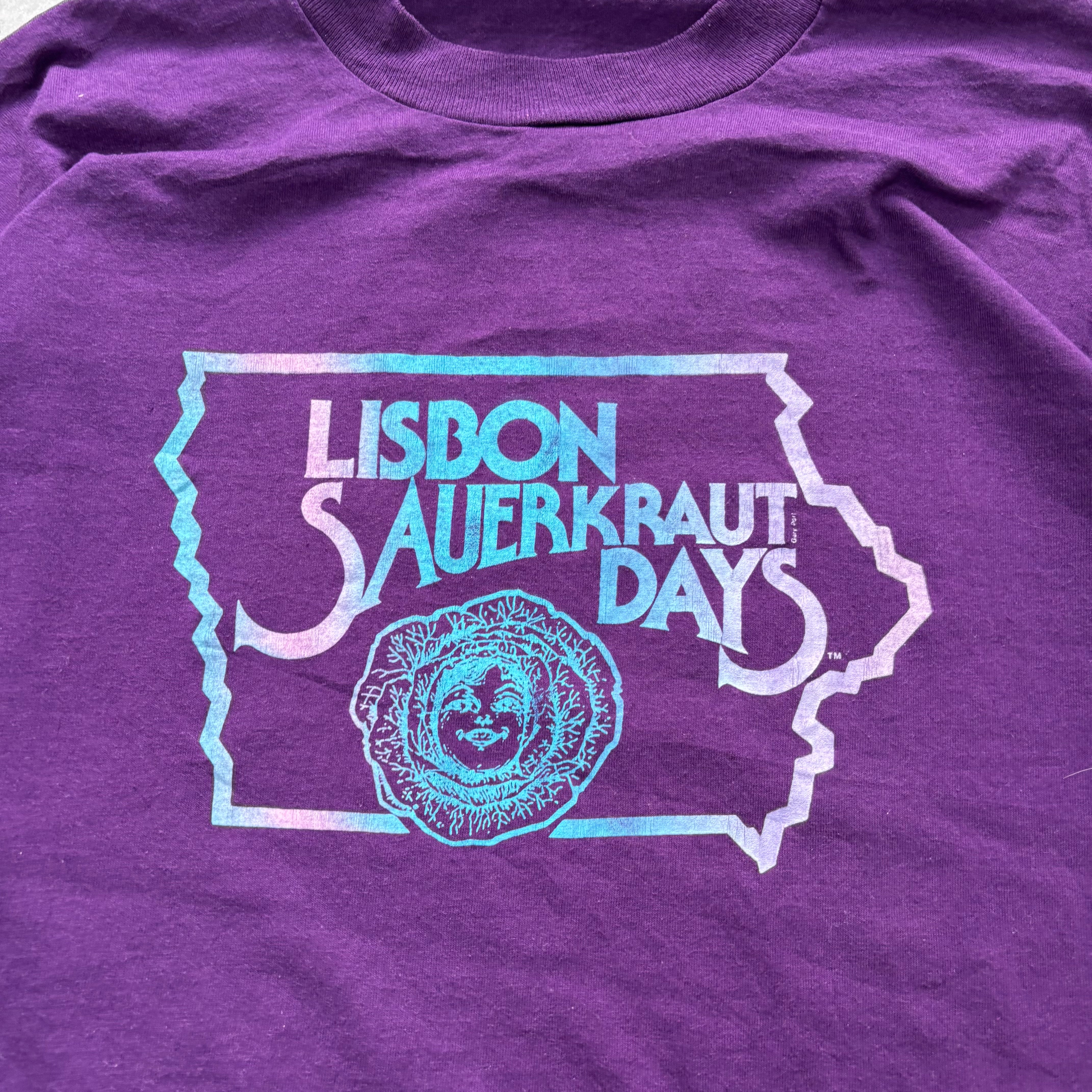 Vintage T Shirt Mens XL Purple Single Stitch Graphic Print 90s USA Tourist (E)