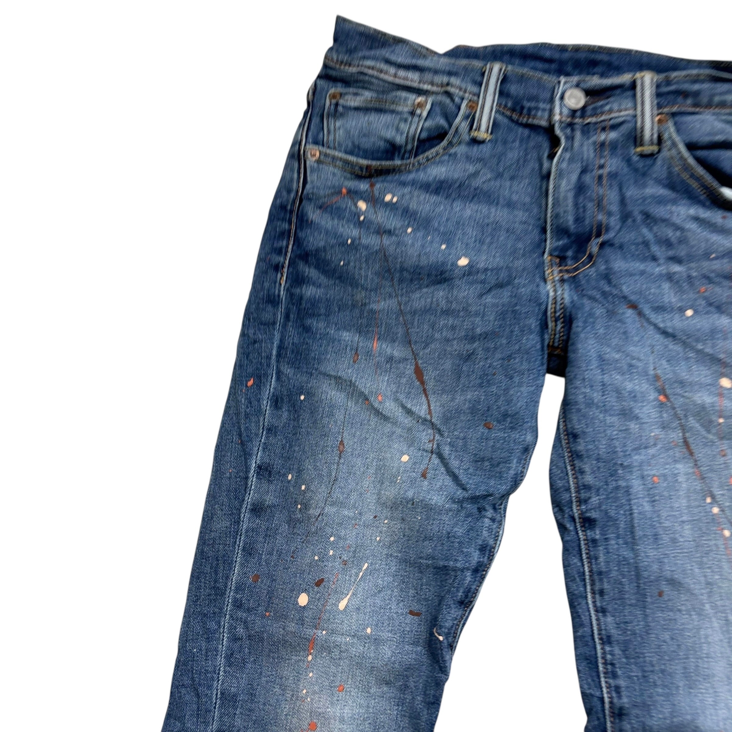 Levis 511 Jeans W29 L30 Mens Mid Blue Slim Fit Painted Stretch Denim