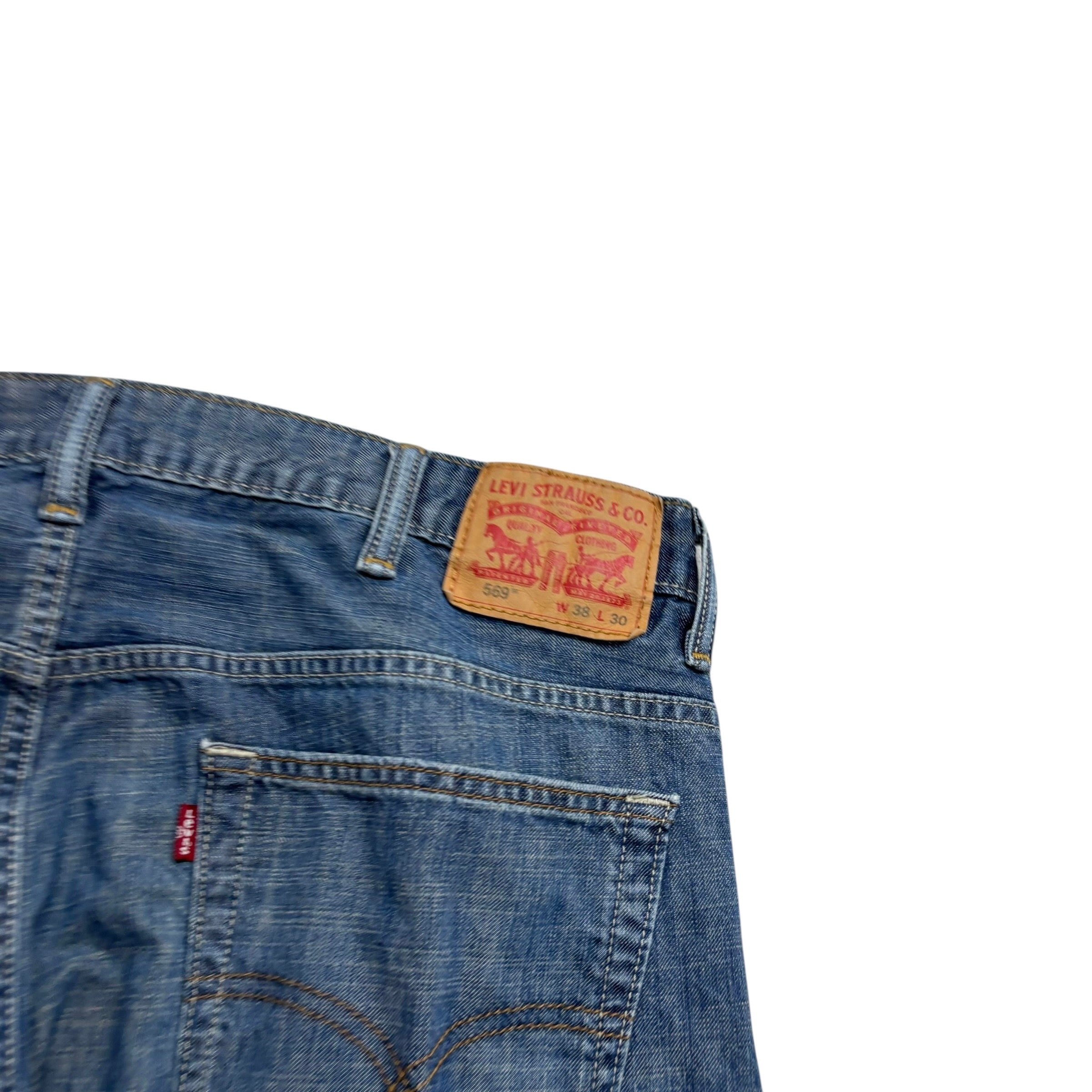 Levis 569 Jeans W38 L28 Mens Silver Blue Baggy Relaxed Straight Fit Denim