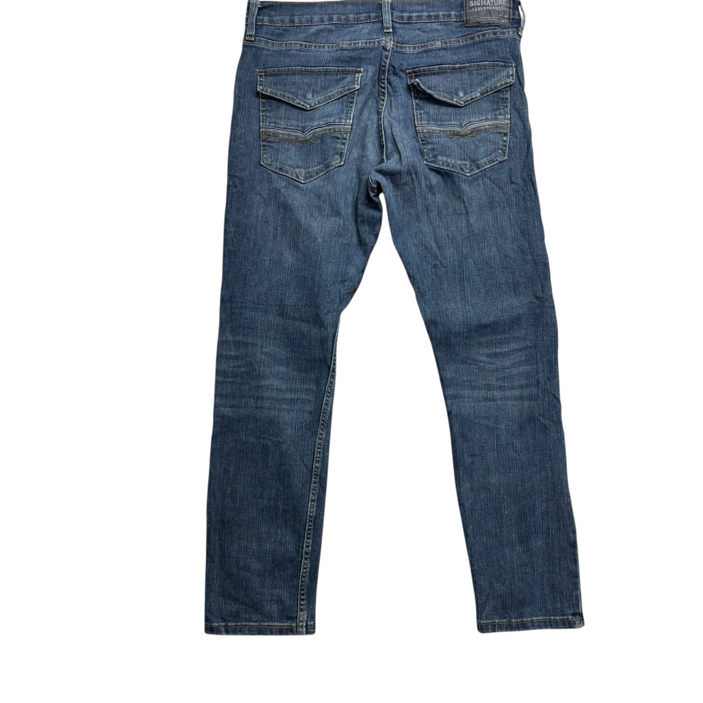 Levis Signature Jeans W33 L29 Mens Mid Blue Regular Tapered Fit Stretch (F)