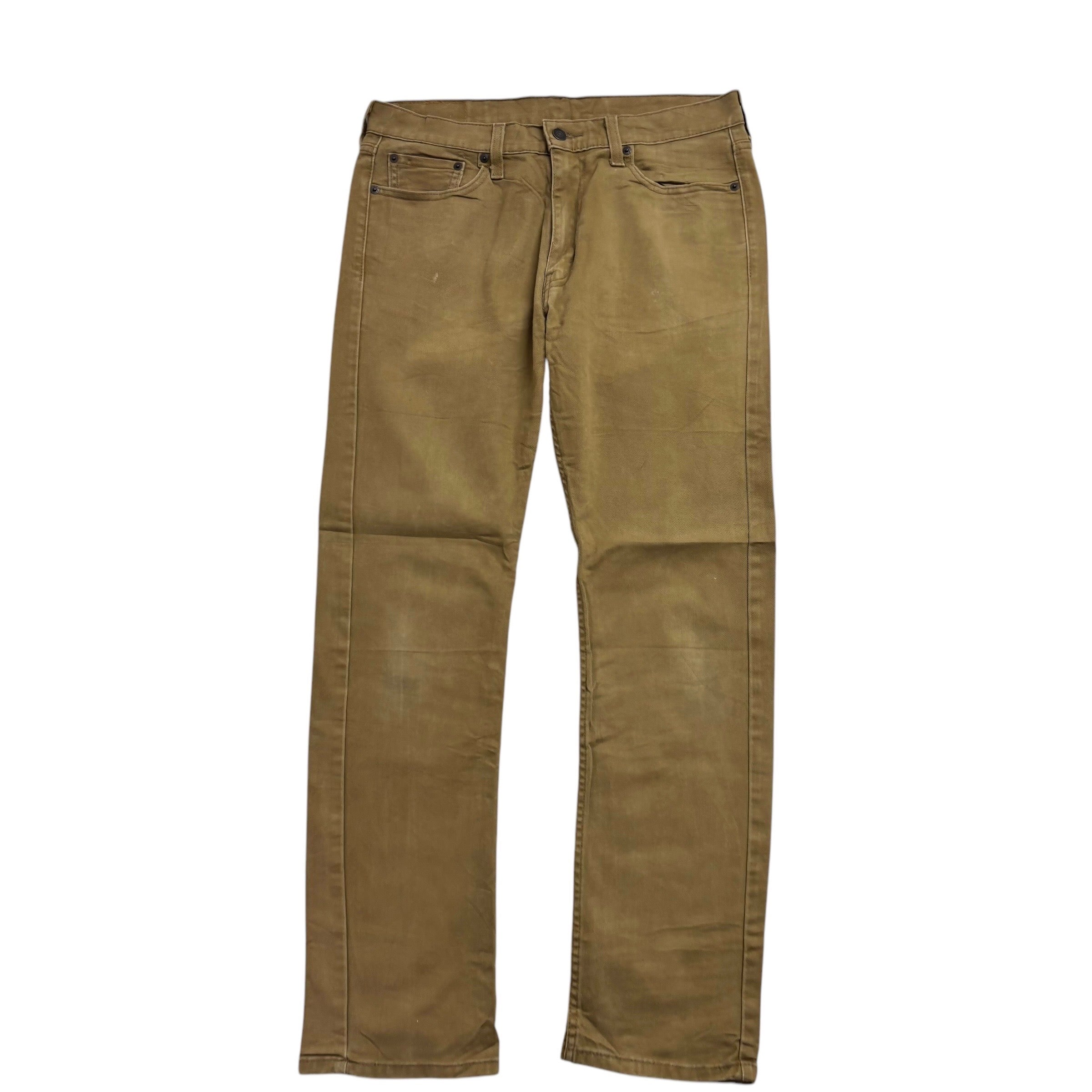 Levis 513 Jeans W32 L32 Mens Tan Slim Straight Fit Stretch Denim