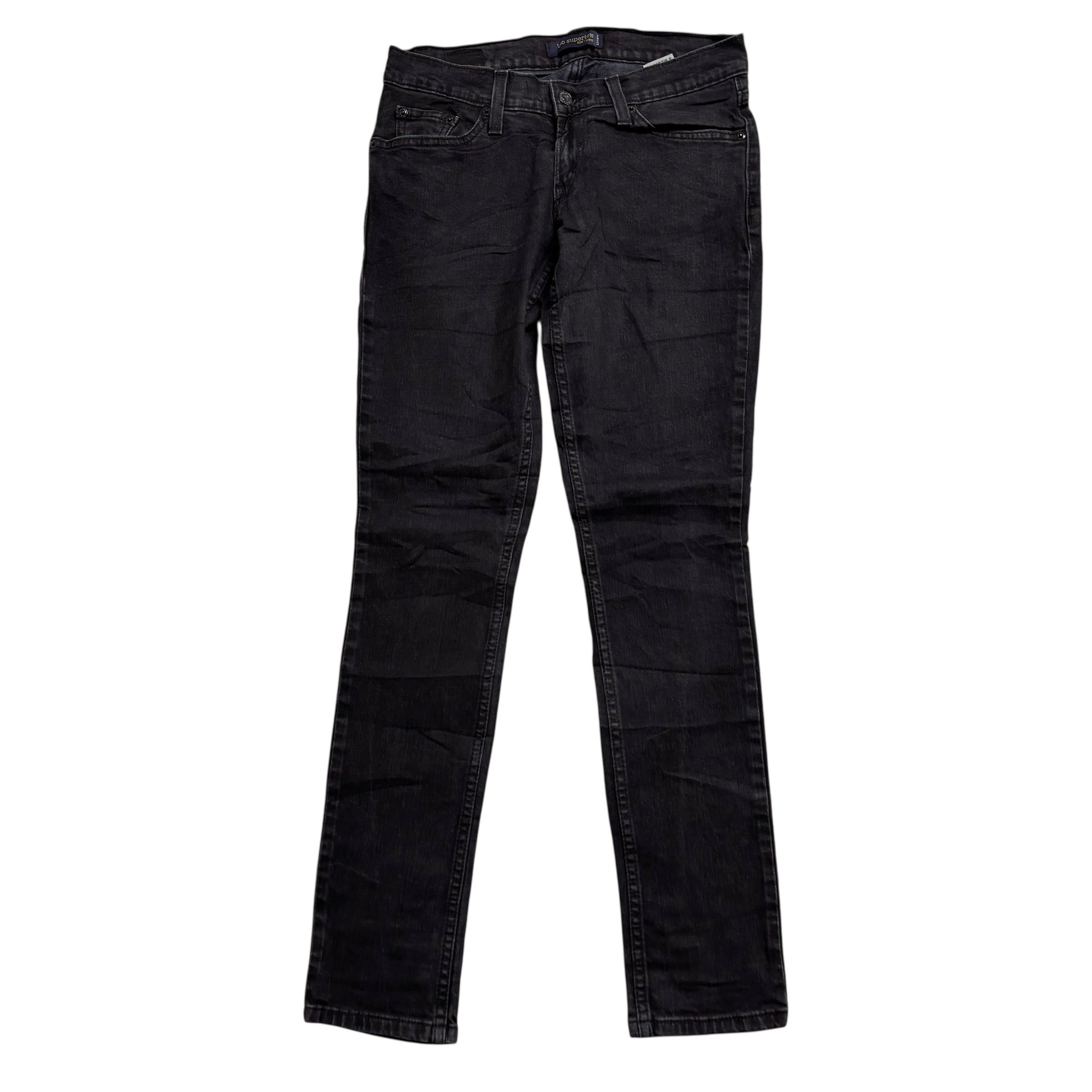 Levis 524 Jeans W29 L32 Womens Black Superlow Slim Fit Stretch Denim