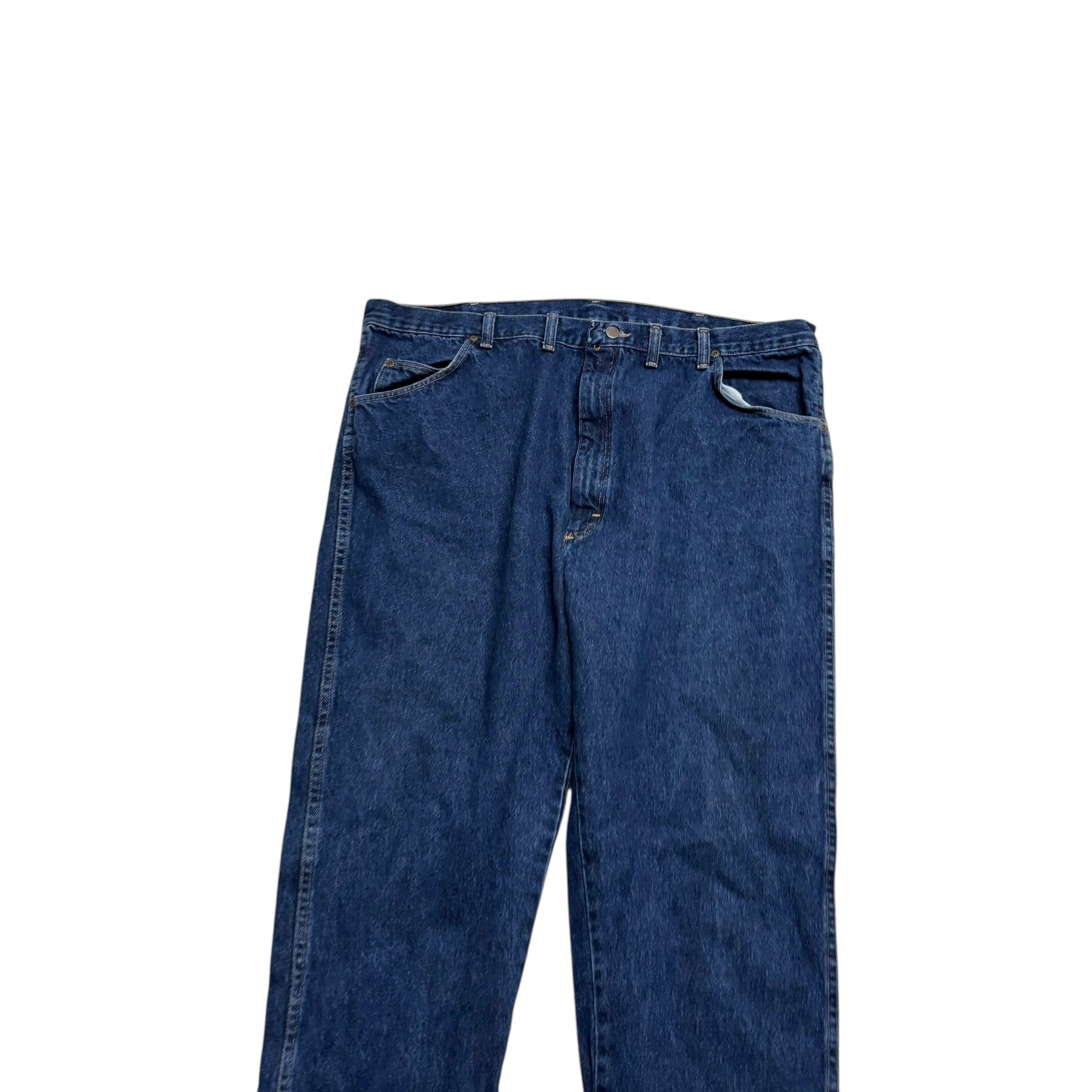 Wrangler Jeans W42 L32 Mens Dark Blue Regular Straight Fit Vintage Denim (E)