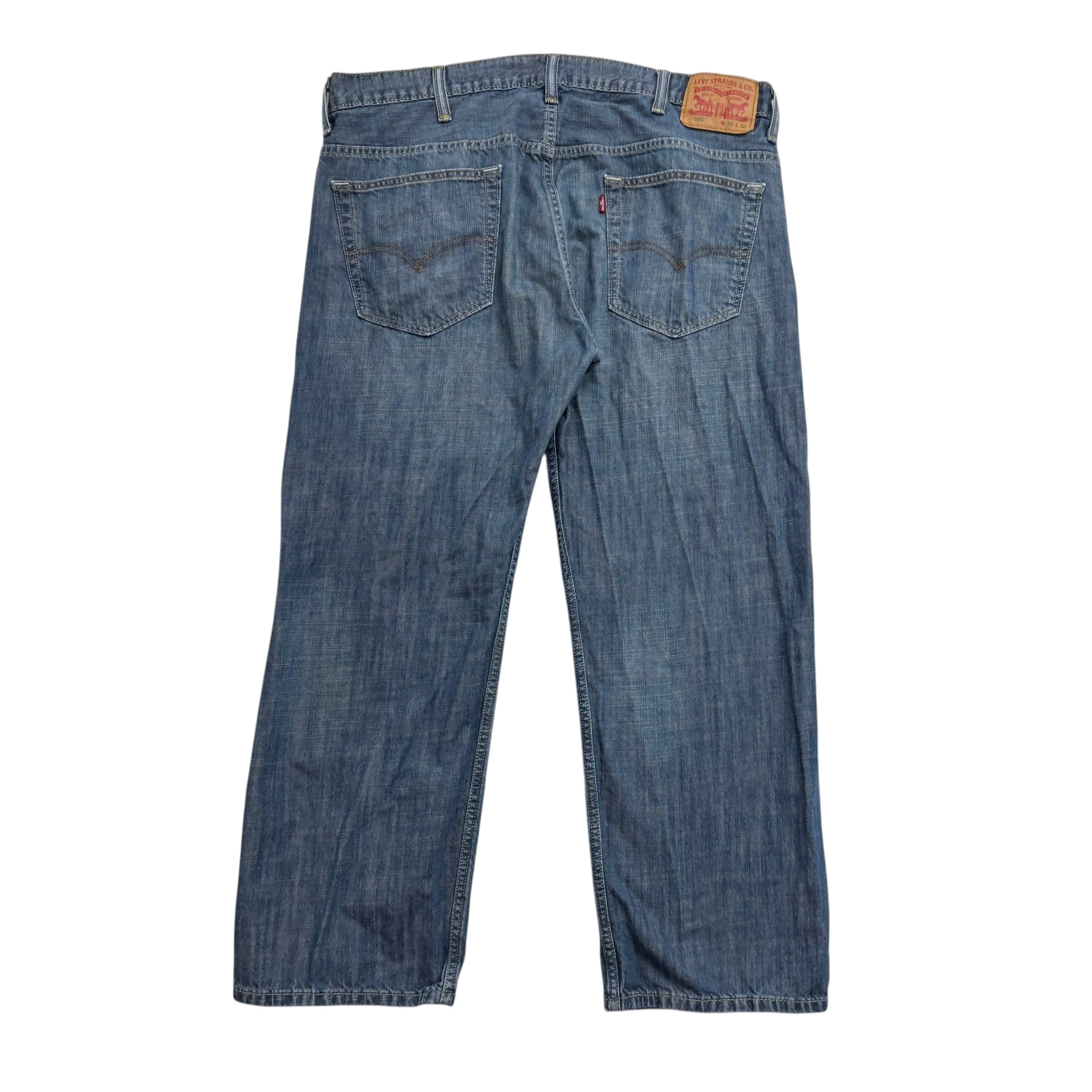 Levis 569 Jeans W38 L28 Mens Silver Blue Baggy Relaxed Straight Fit Denim