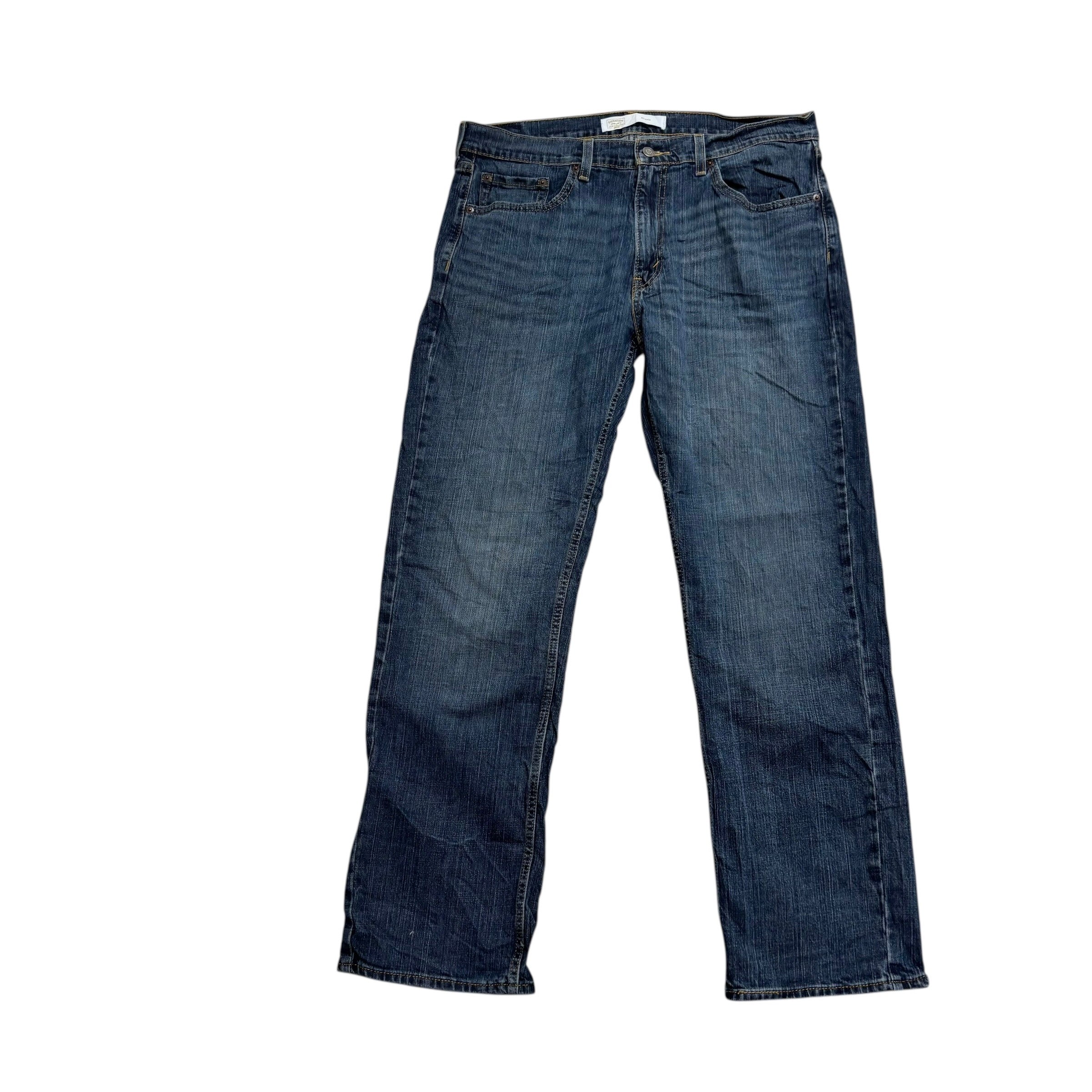 Levis Signature Jeans W36 L32 Mens Dark Blue Relaxed Straight Stretch Denim (E)