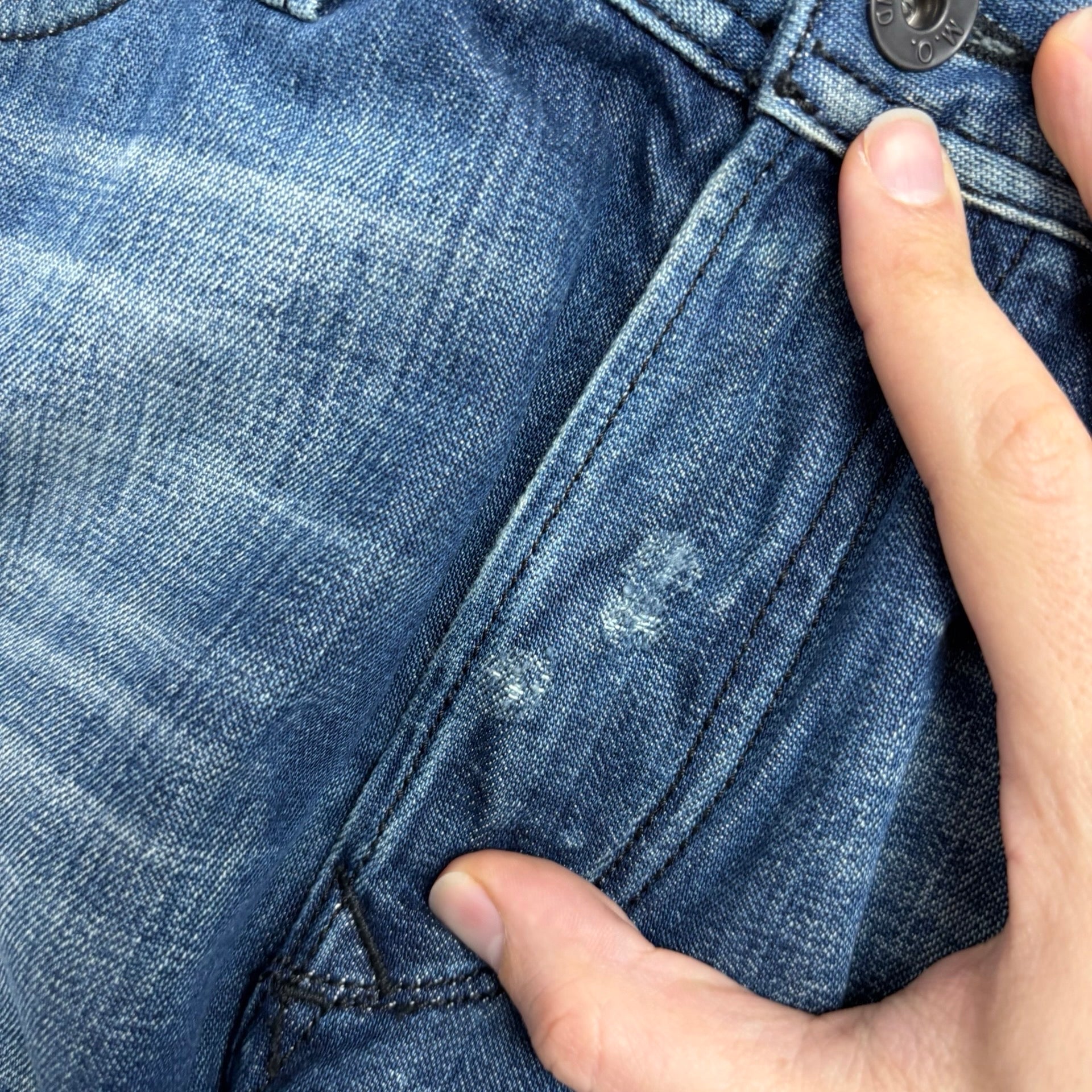 Diesel Viker Jeans W33 L32 Mens Navy Blue Regular Straight Fit Distressed (E)