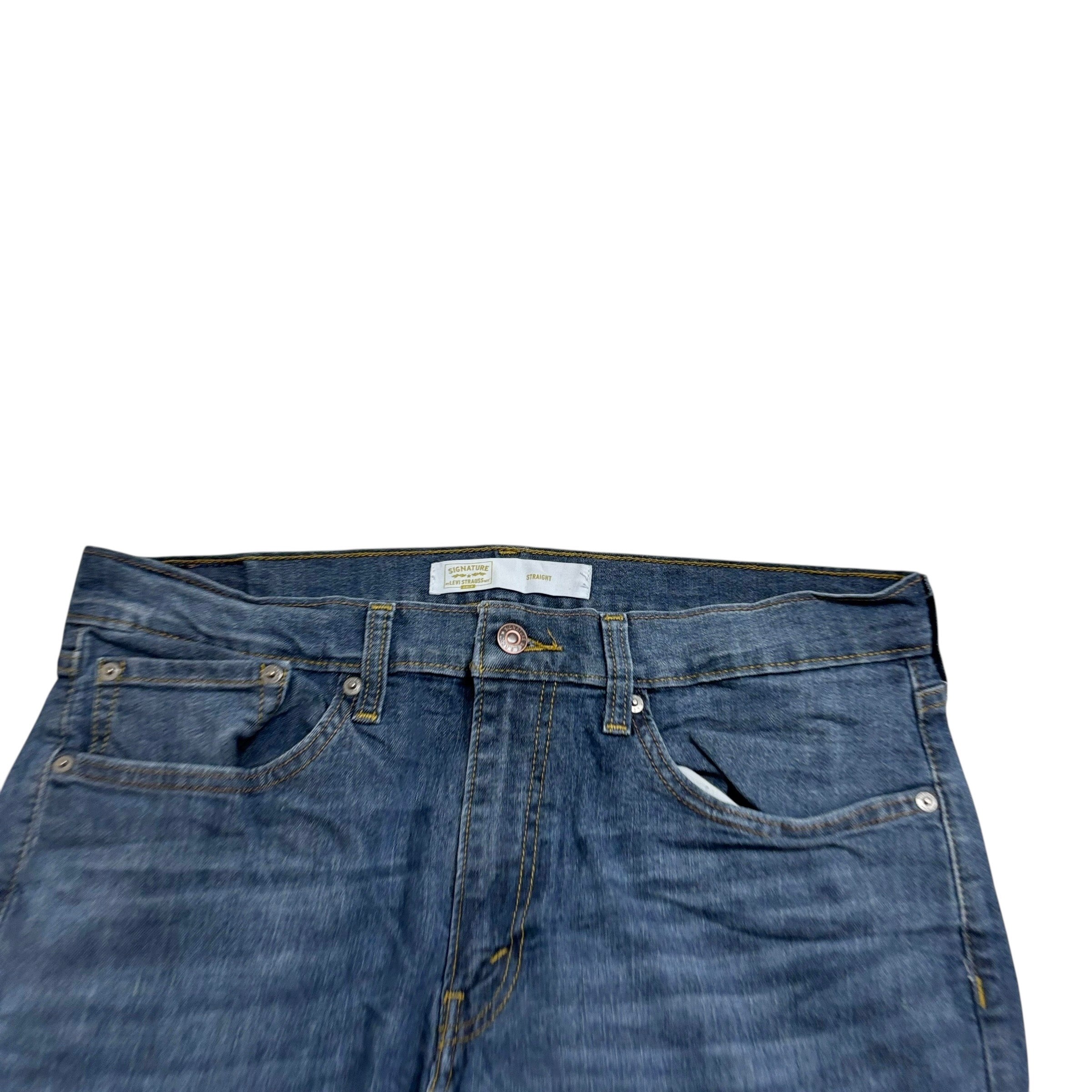 Levis Signature Jeans W34 L34 Mens Dark Blue Regular Straight Stretch Denim (E)