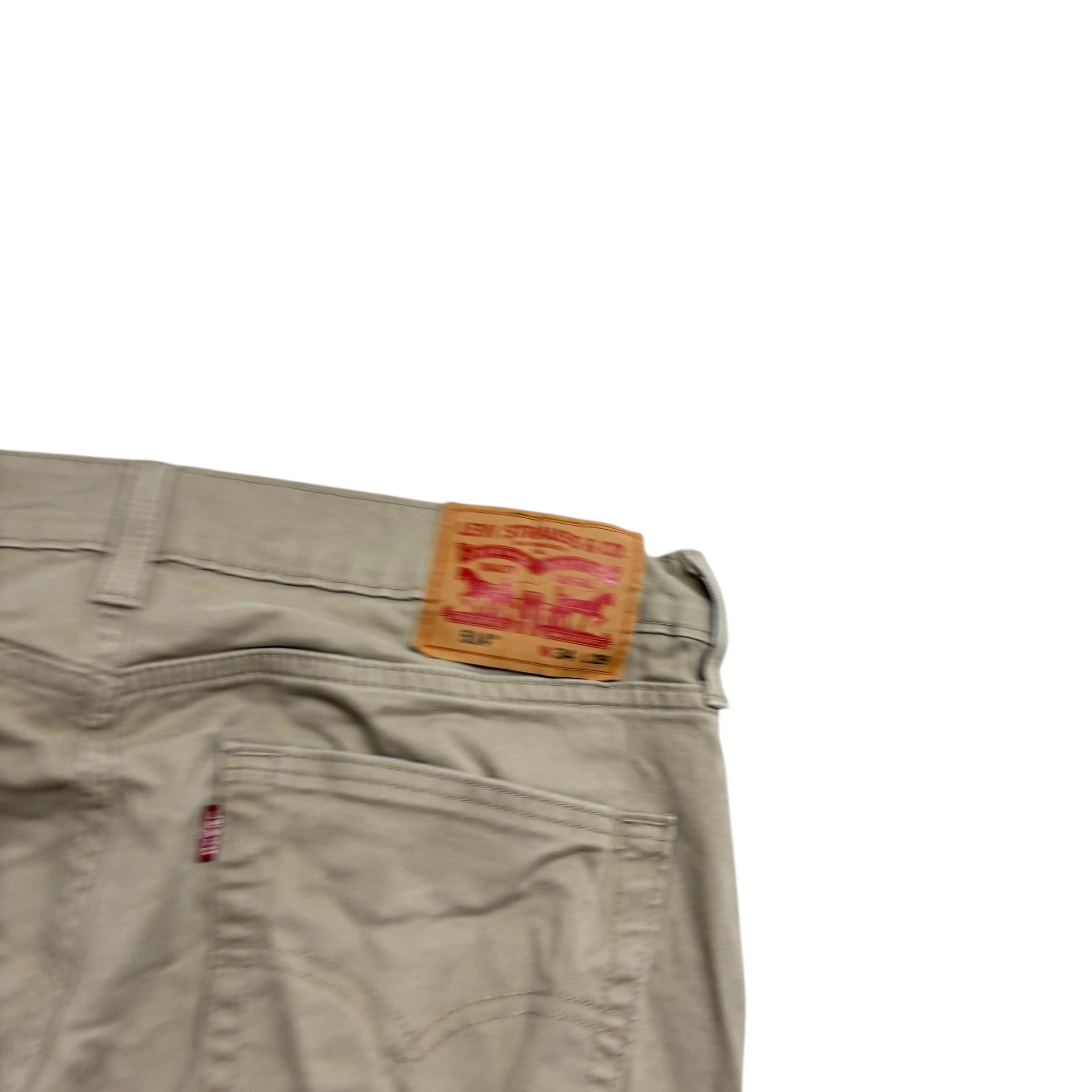 Levis 514 Trousers W34 L27 Mens Beige Slim Straight Fit Stretch Pants (E)