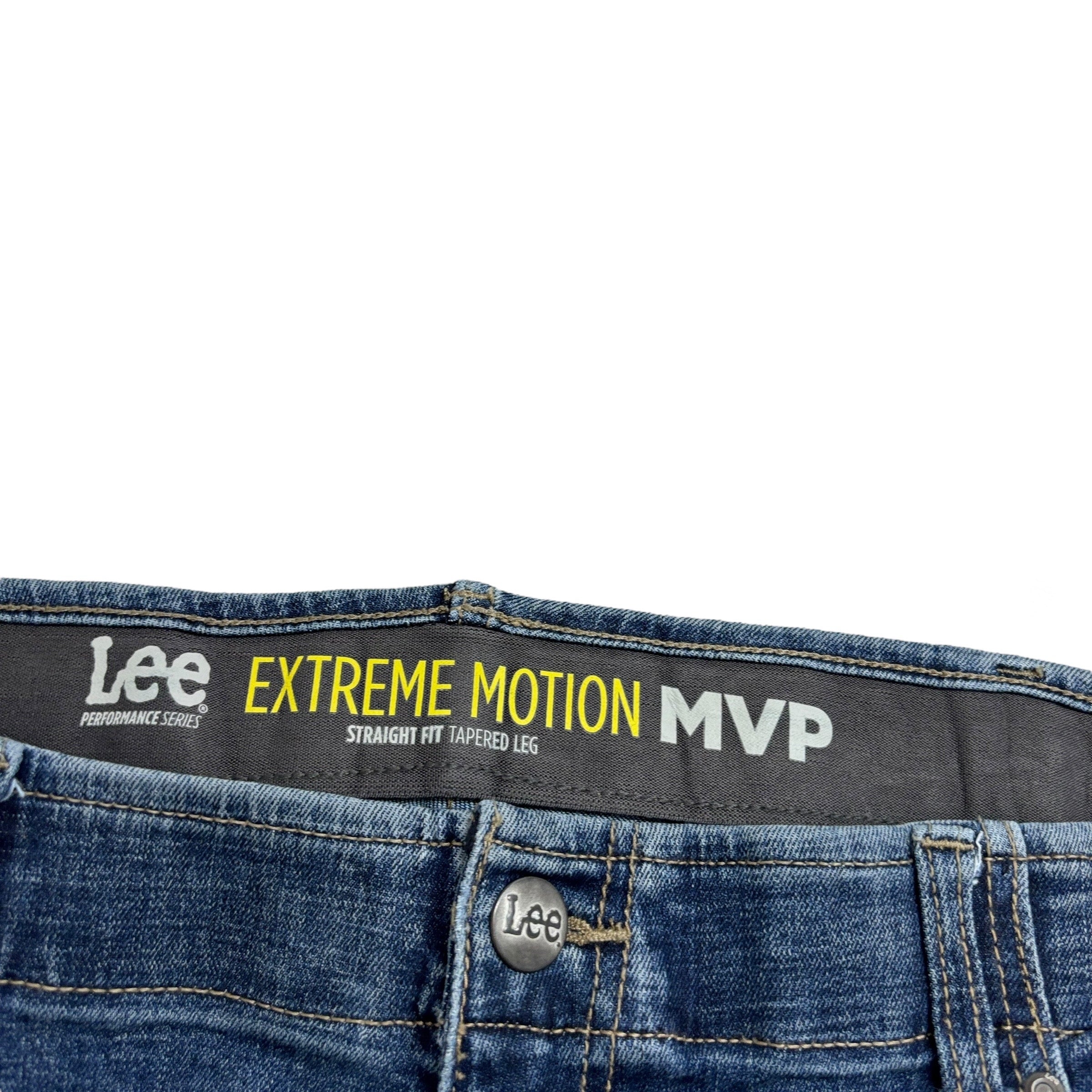 Lee Jeans W44 L32 Mens Regular Tapered Fit Mid Blue Stretch Denim (E)