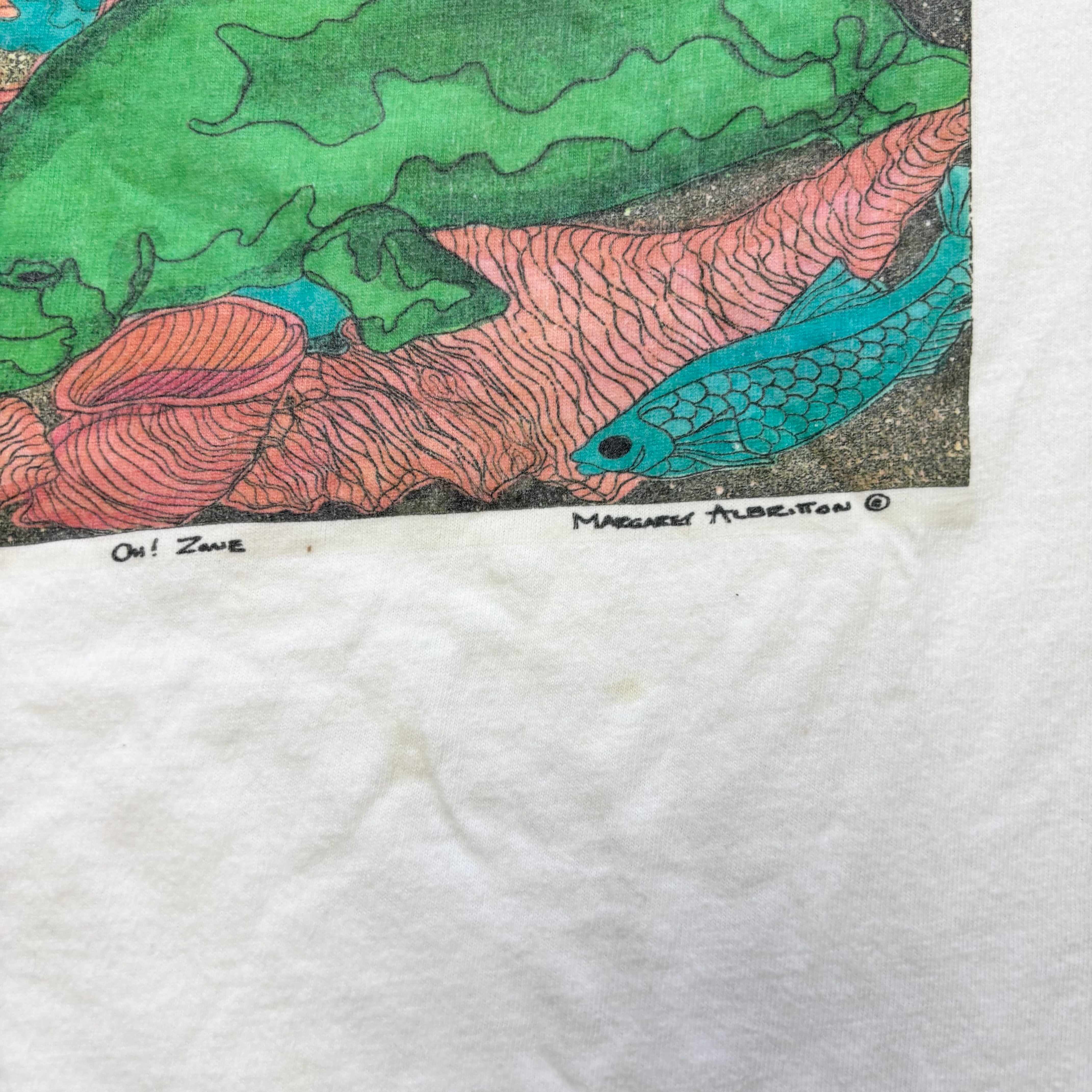 Vintage T Shirt Mens Large White Single Stitch Graphic Print 90s Nature