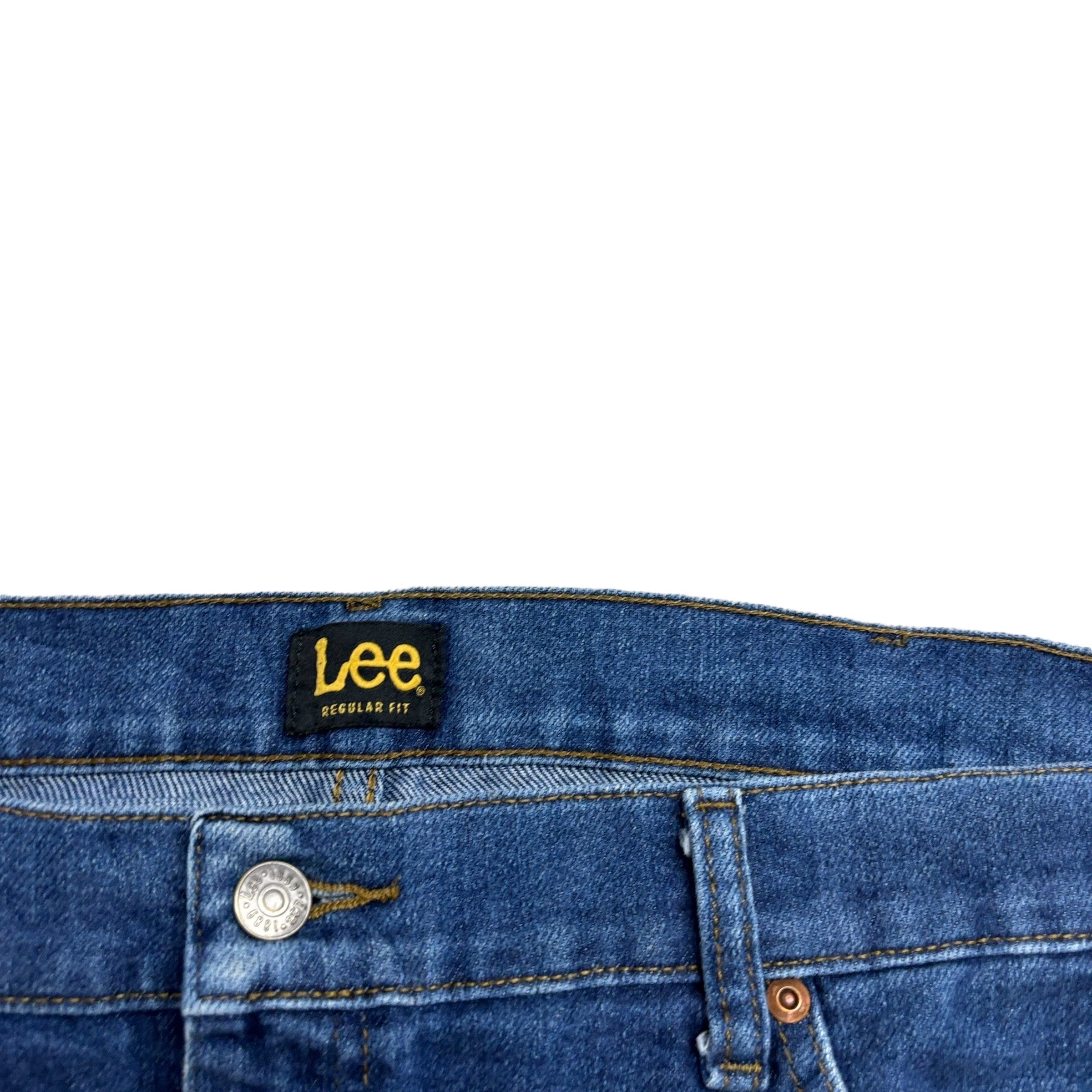 Lee Jeans W42 L30 Mens Mid Blue Regular Straight Fit Denim