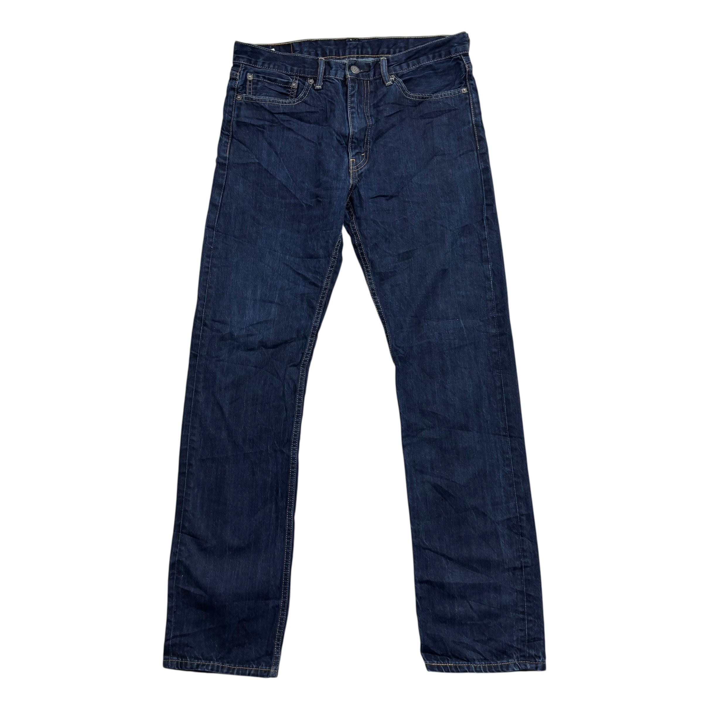 Levis 513 Jeans W34 L34 Mens Dark Blue Slim Straight Fit Denim (E)