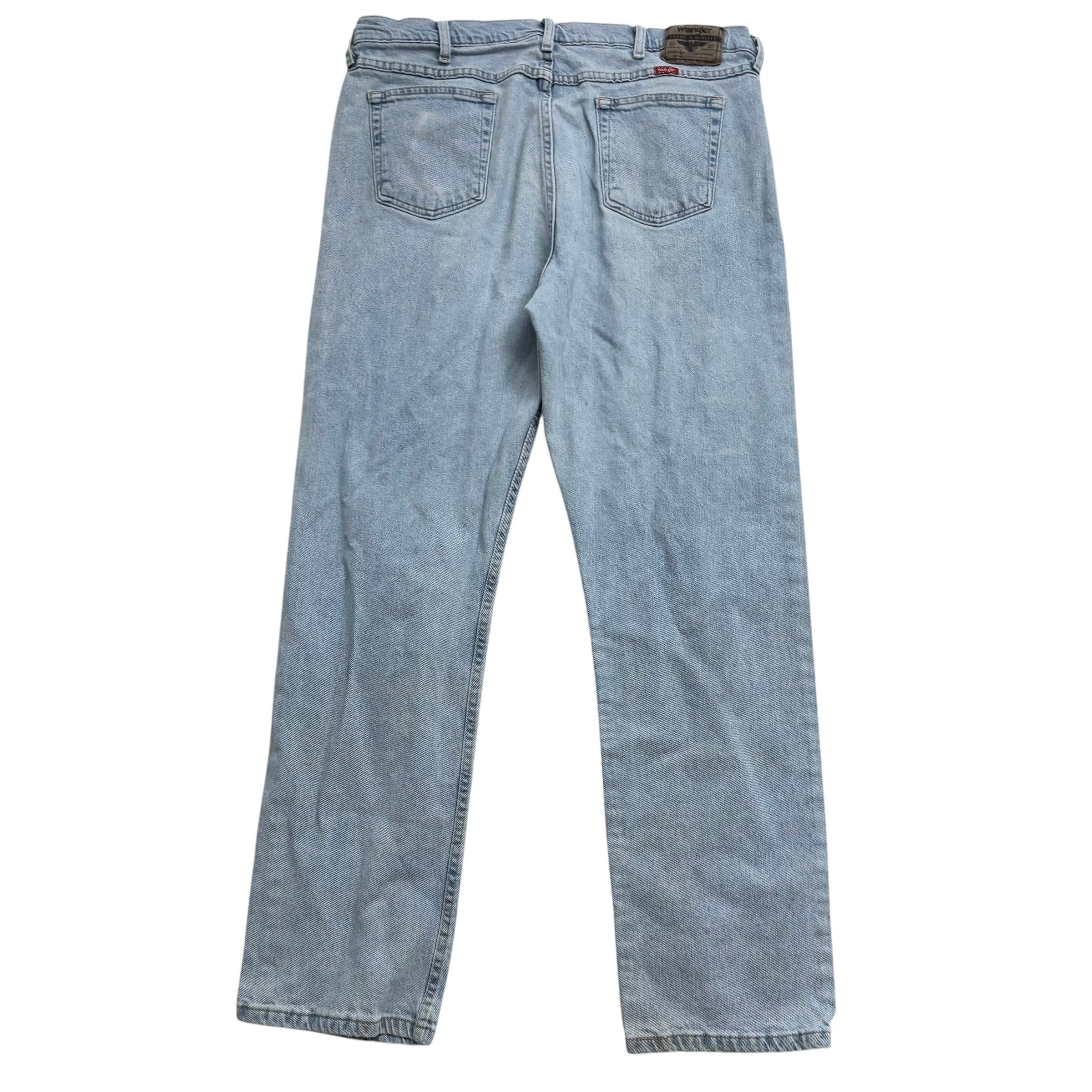 Wrangler Jeans W38 L34 Mens Light Blue Regular Straight Fit Stretch Denim (F)