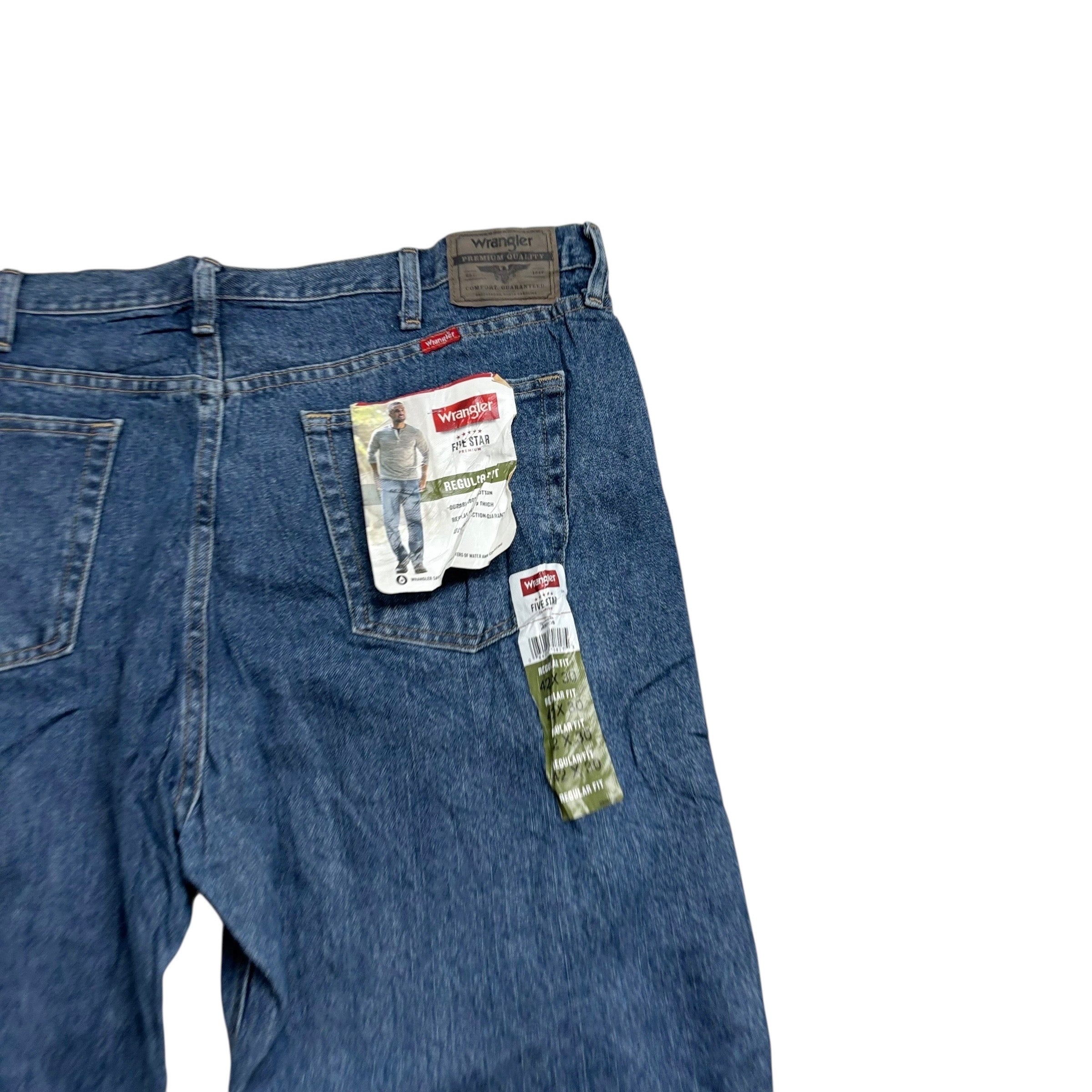 Wrangler Jeans W42 L30 Mens Mid Blue Regular Straight Fit Denim (E)