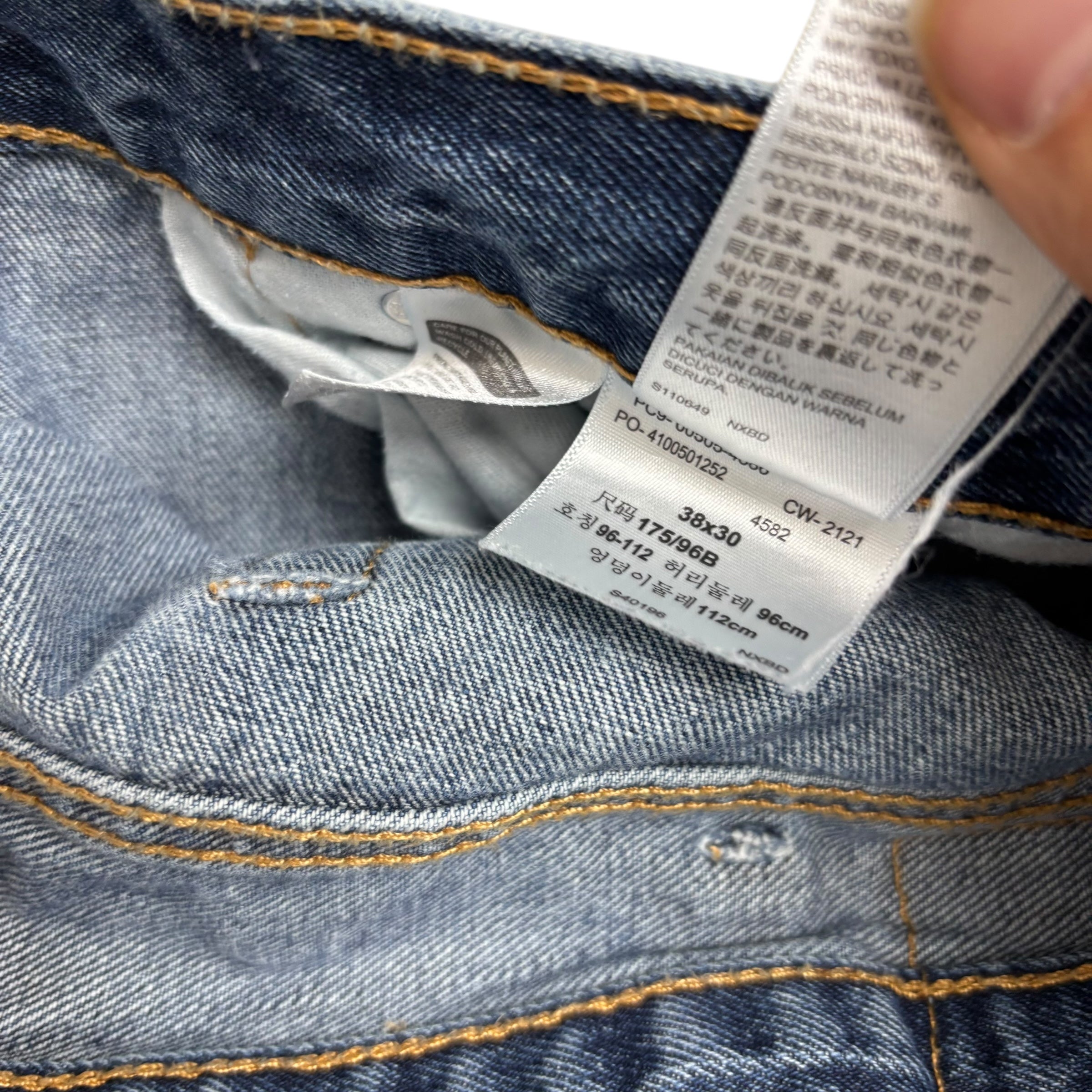 Levis 505 Jeans W38 L29 Mens Mid Blue Regular Straight Fit Denim (E)