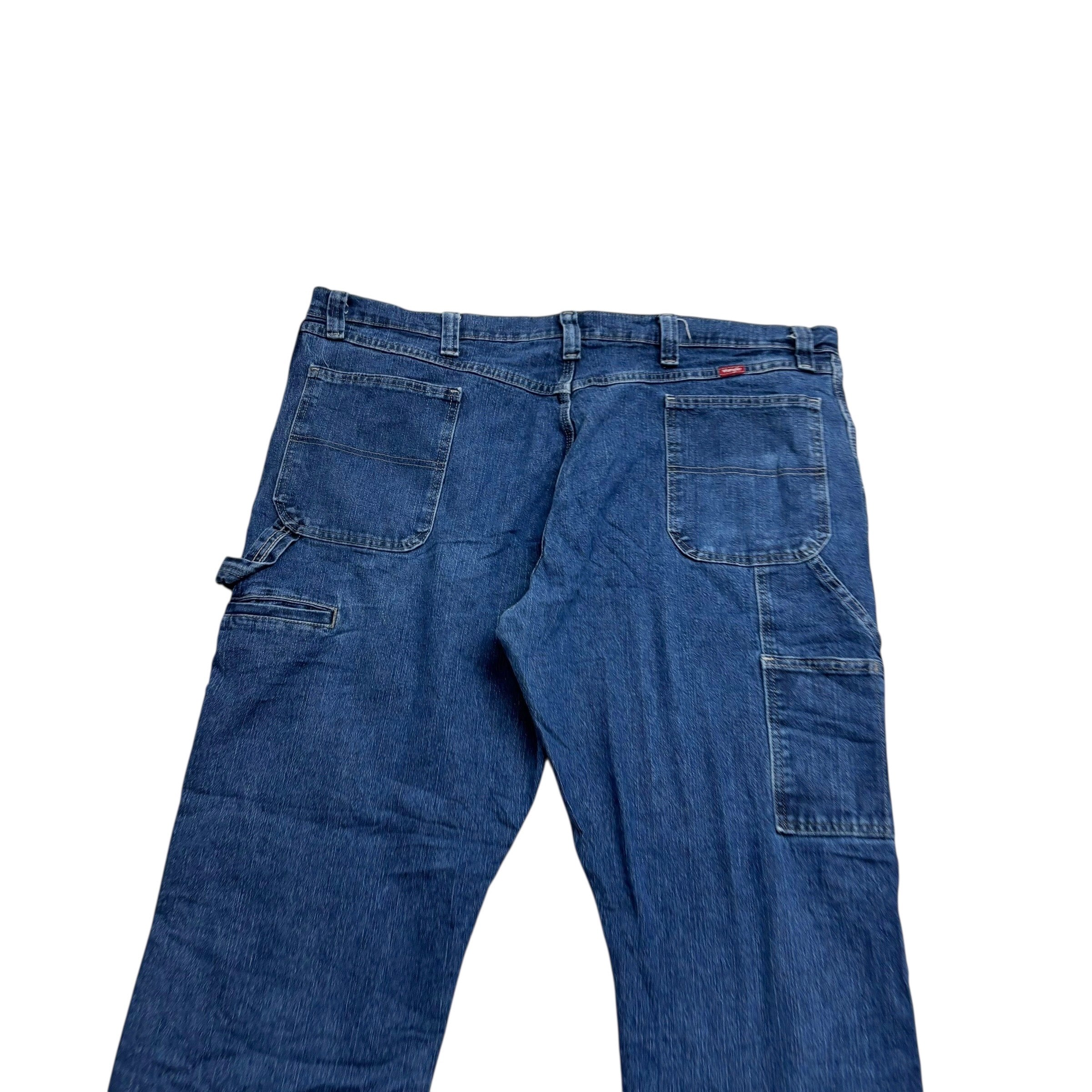 Wrangler Carpenter Jeans W46 L32 Mens Dark Blue Relaxed Straight Fit Stretch (E)