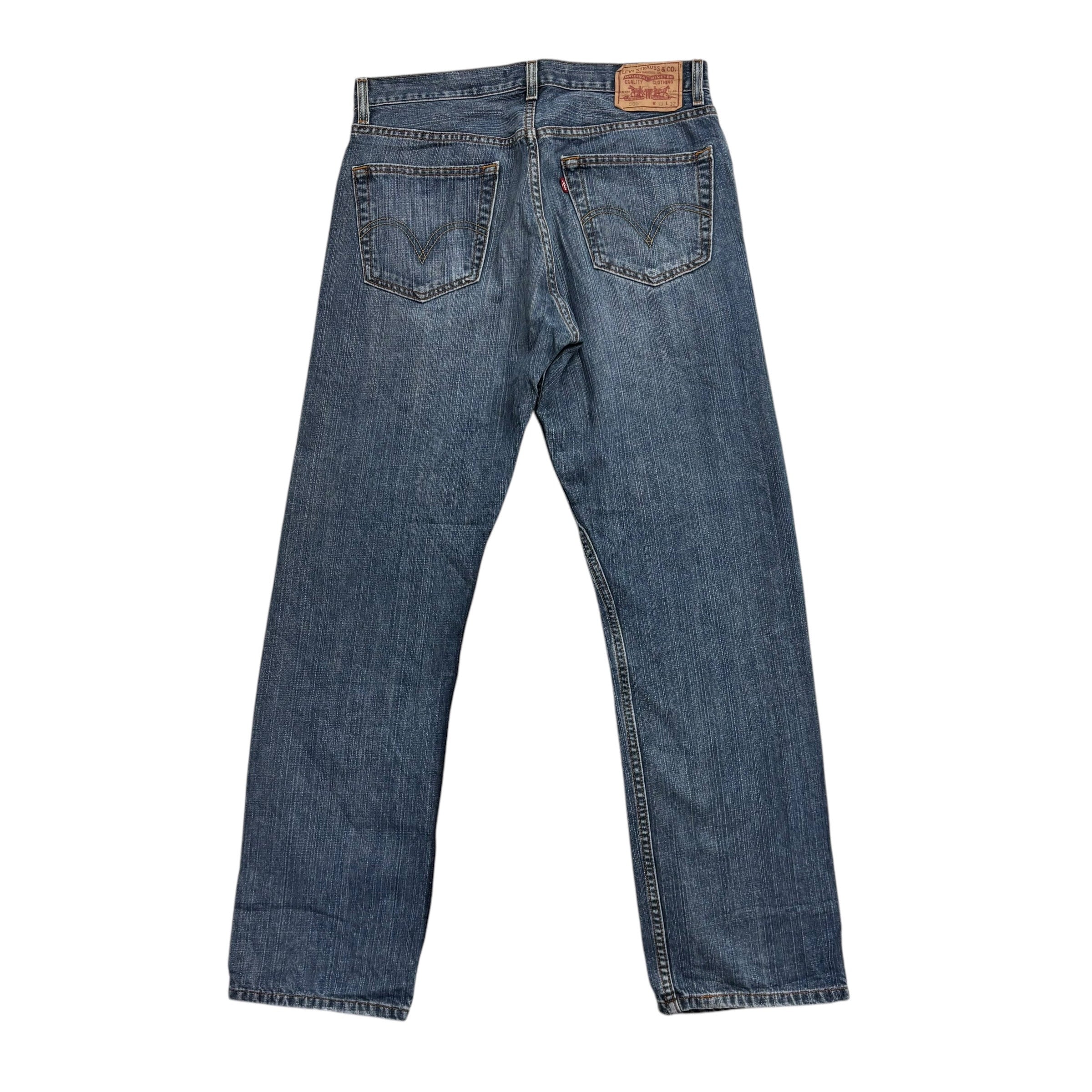 Levis 505 Jeans W32 L32 Mens Mid Blue Regular Straight Fit Vintage Denim (E)