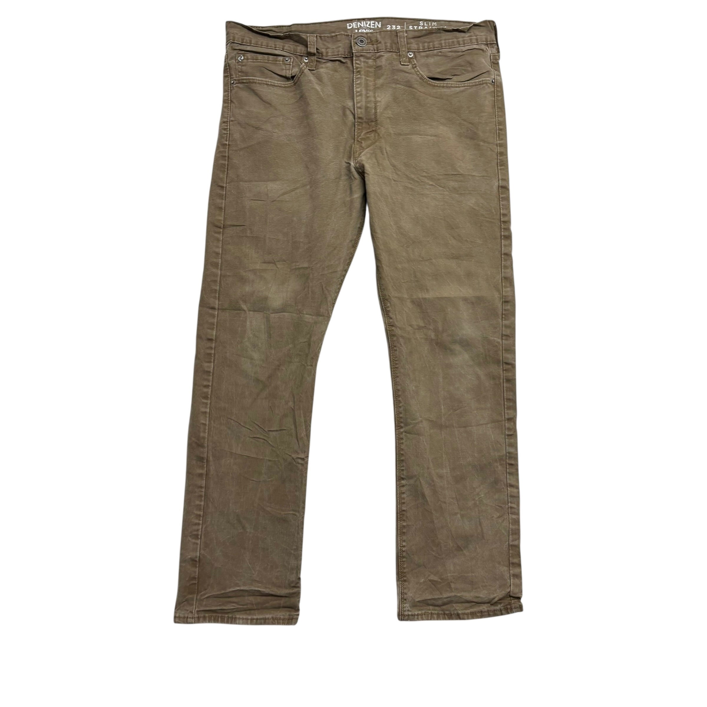 Levis Denizen Jeans W36 L30 Mens Brown Slim Straight Fit Stretch Denim