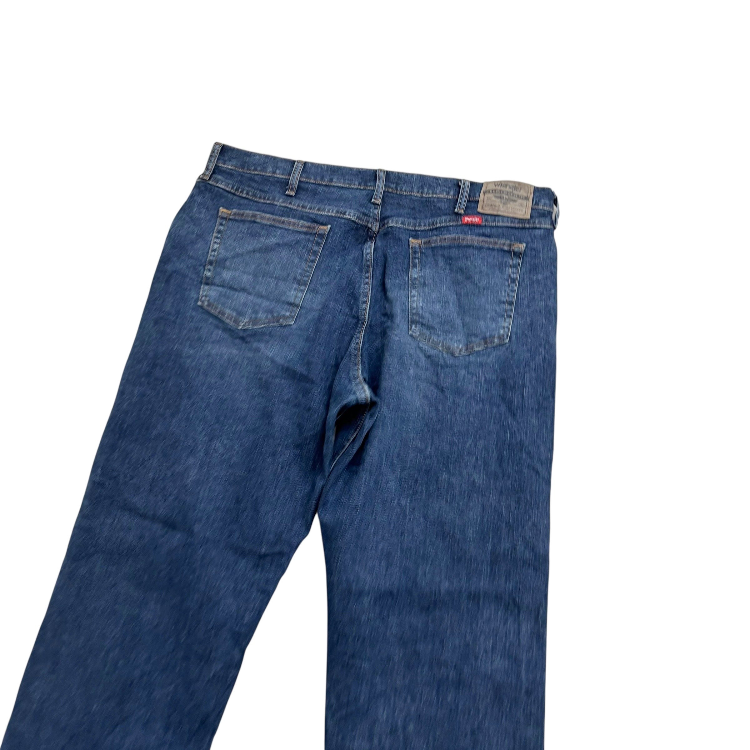 Wrangler Jeans W38 L32 Mens Dark Blue Relaxed Straight Fit Stretch Denim (E)