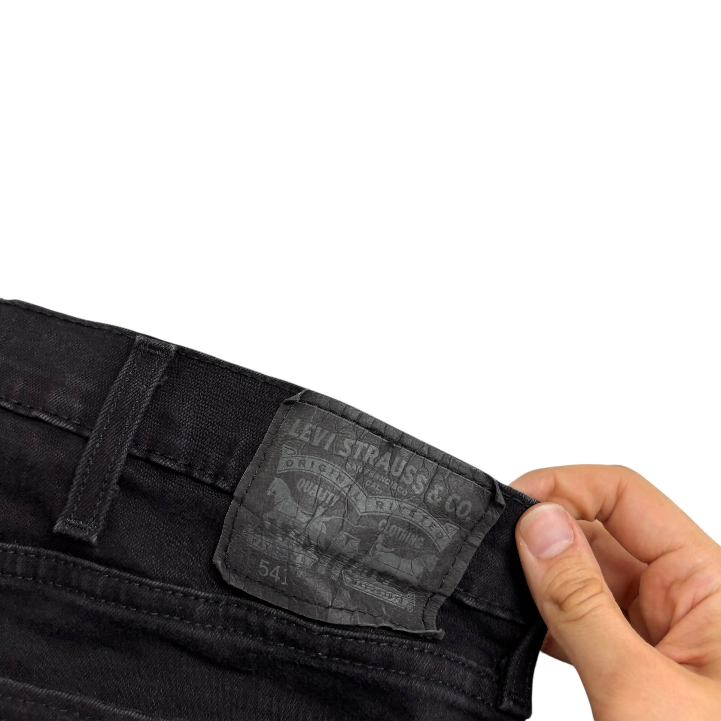 Levis 541 Jeans W46 L30 Mens Black Athletic Tapered Fit Stretch Denim (E)