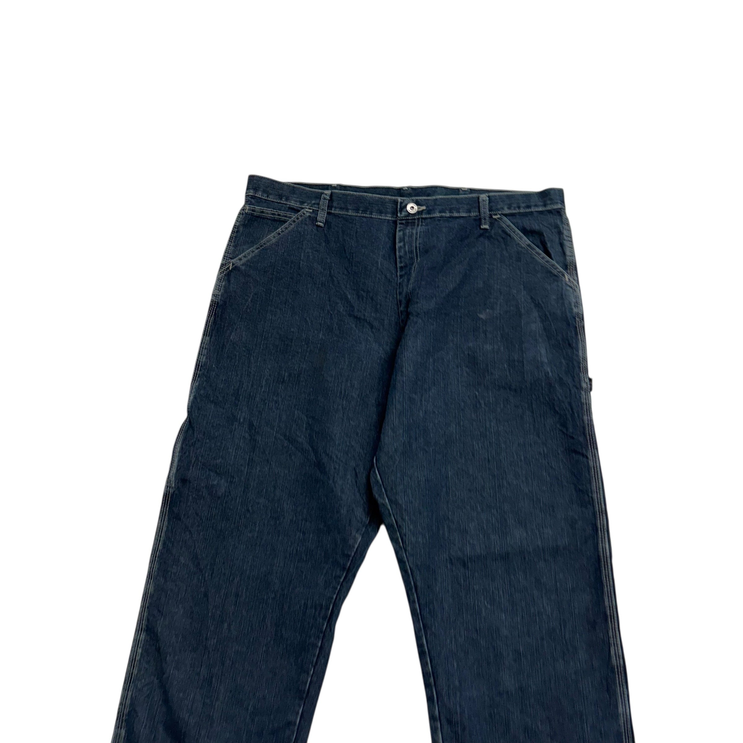 Wrangler Carpenter Jeans W40 L30 Mens Dark Blue Relaxed Straight Fit Denim (F)