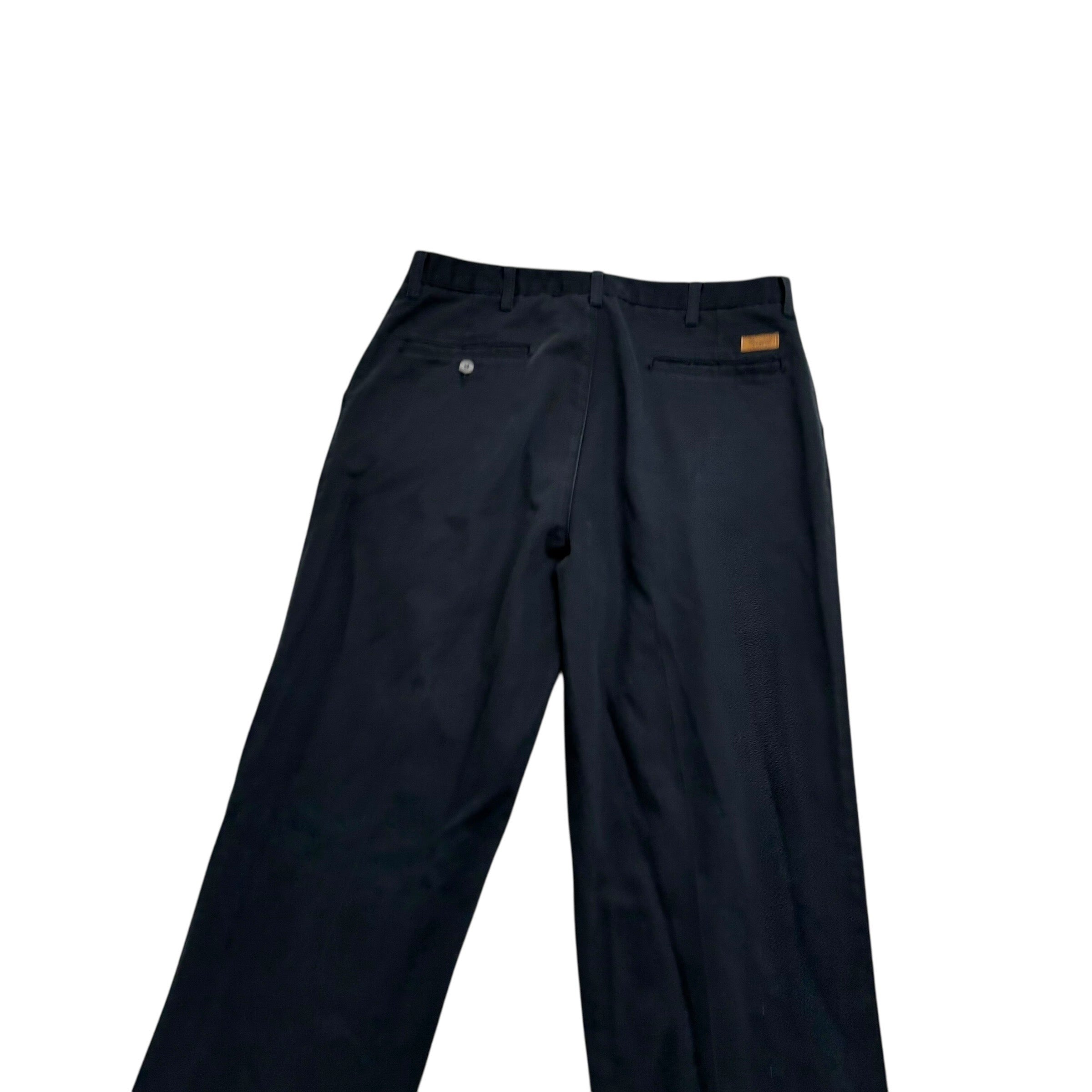 Wrangler Riata Pleated Trousers W34 L36 Mens Navy Blue Relaxed Fit Pants (E)