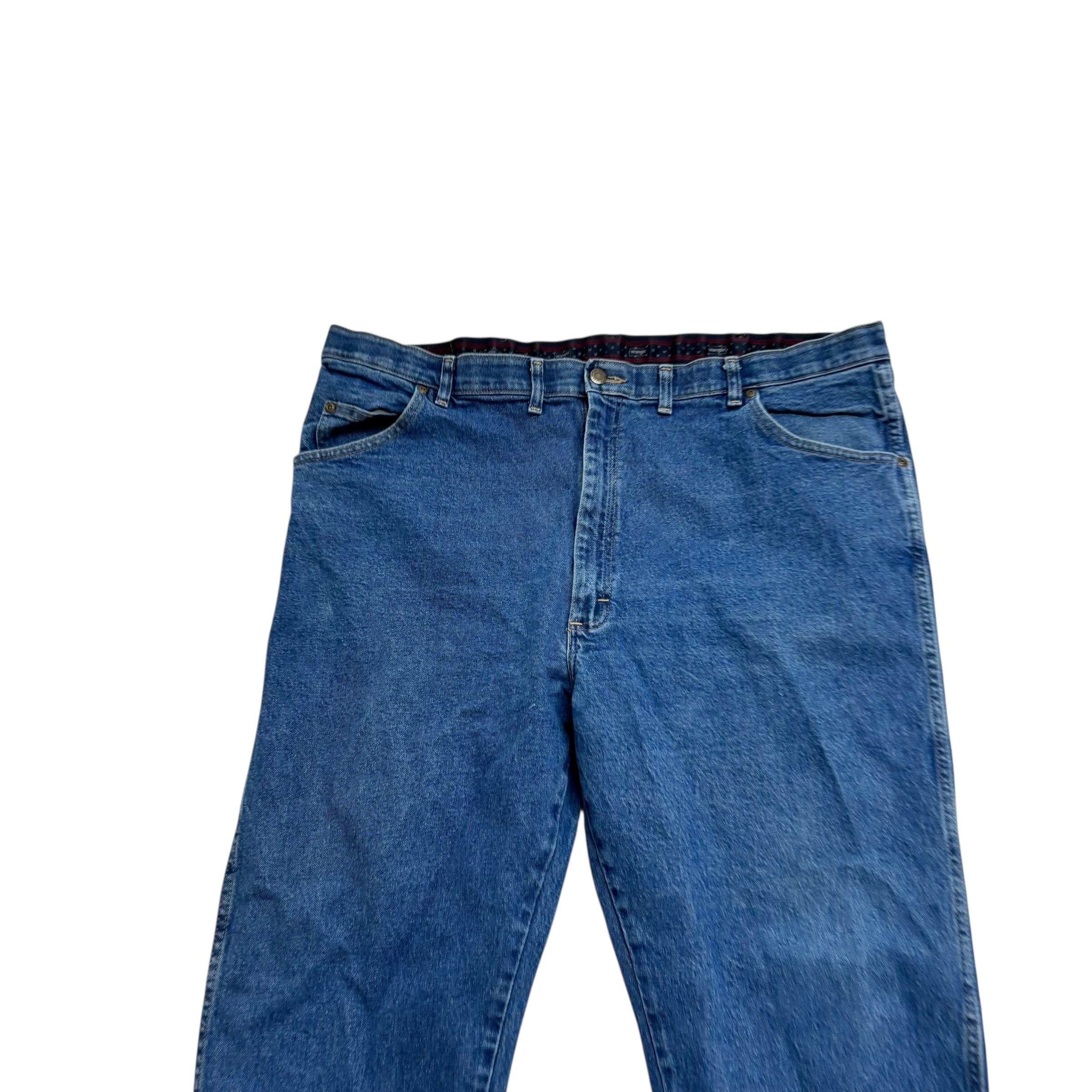 Wrangler Jeans W44 L30 Mens Mid Blue Regular Straight Fit Stretch Denim (E)